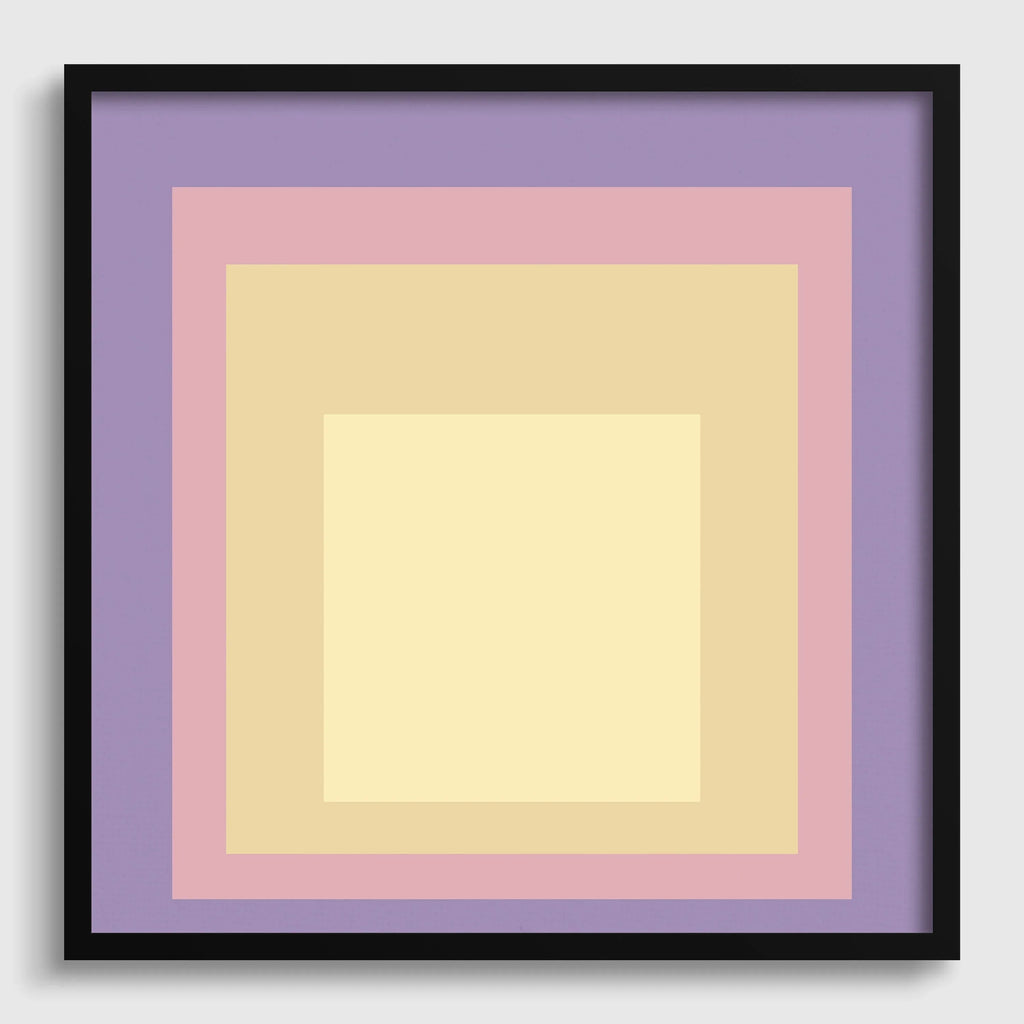 Estampe « Crépuscule » inspirée par Josef Albers : Hommage moderne du milieu du XXe siècle au carré