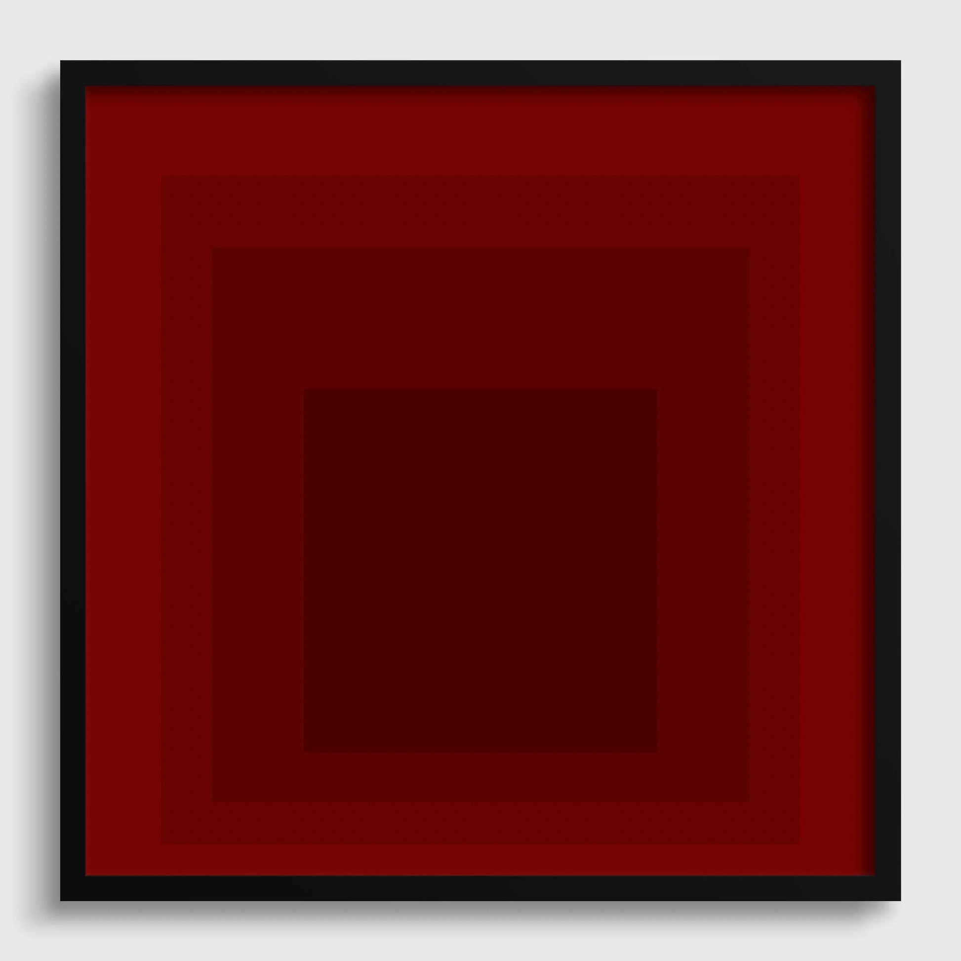 Impression giclée « Inondation » inspirée par Josef Albers : Art moderne du milieu du XXe siècle, hommage rouge au carré