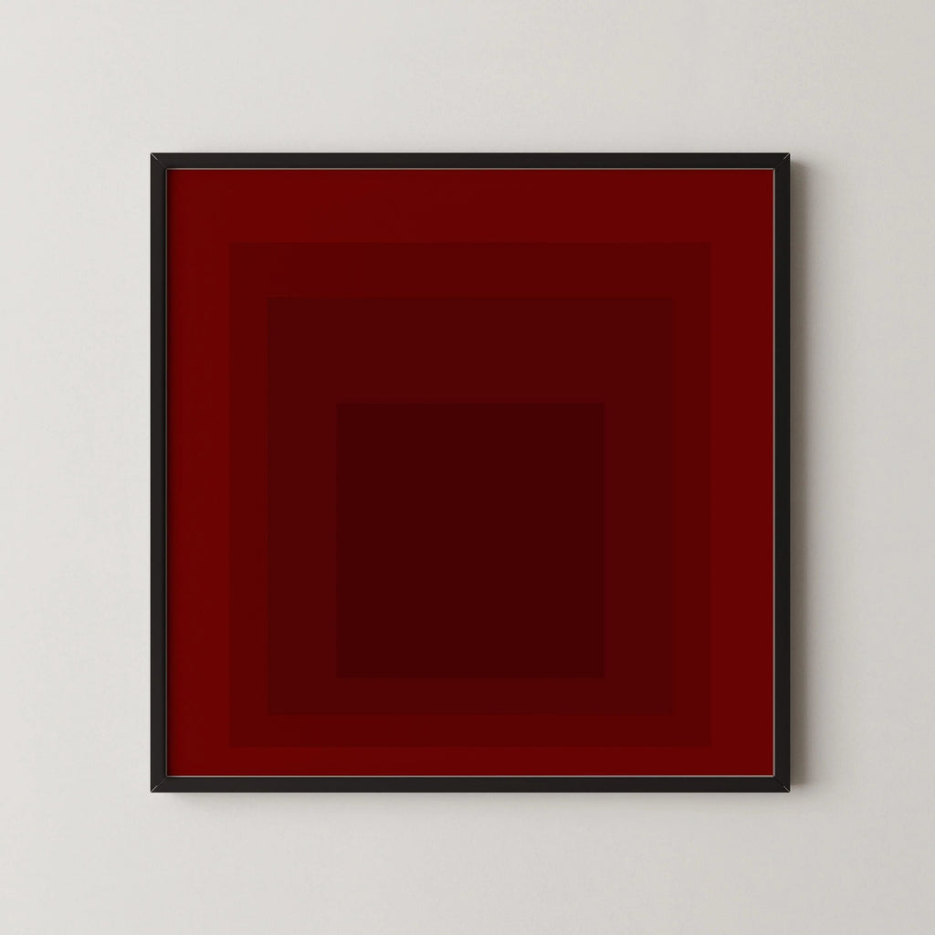 Impression giclée « Inondation » inspirée par Josef Albers : Art moderne du milieu du XXe siècle, hommage rouge au carré