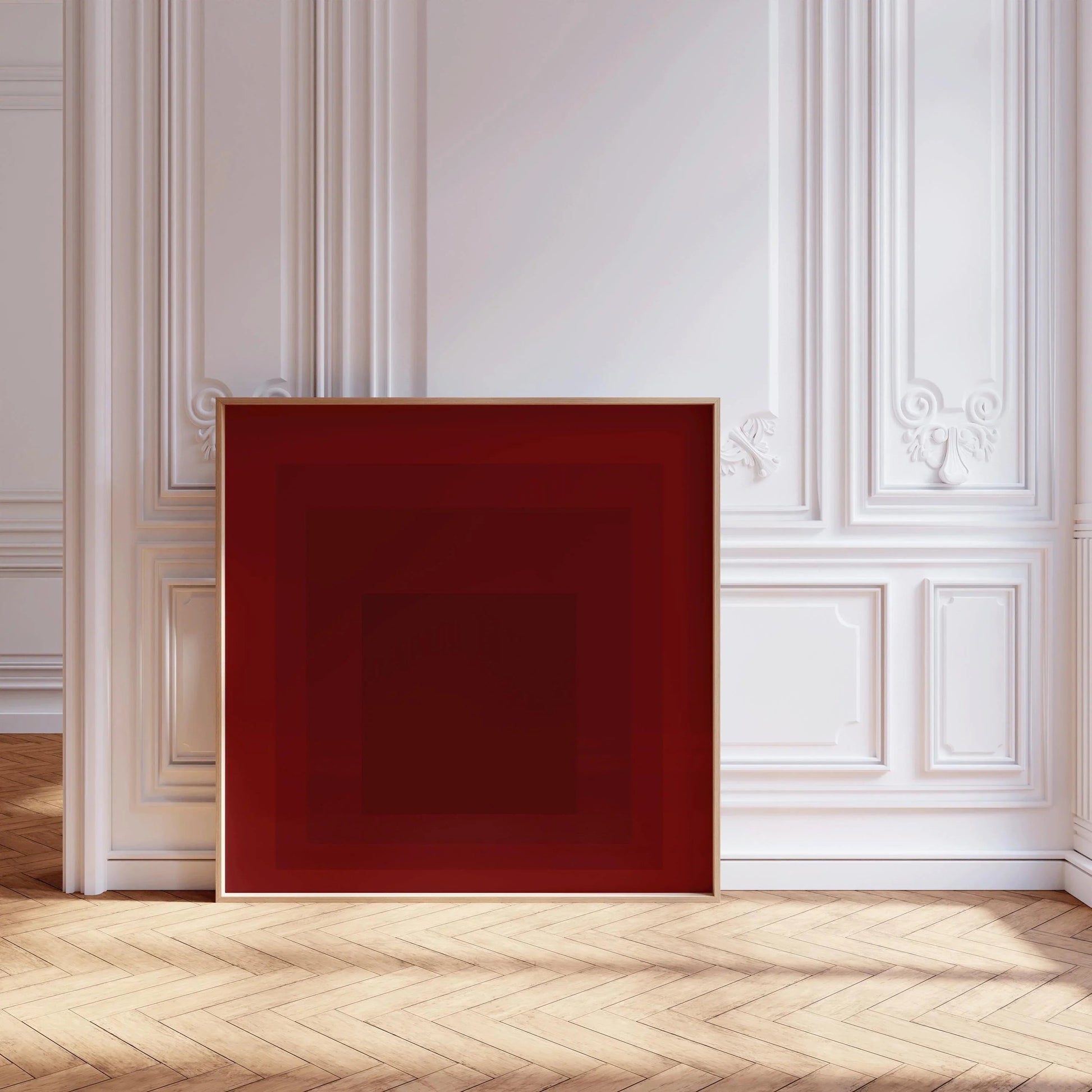Impression giclée « Inondation » inspirée par Josef Albers : Art moderne du milieu du XXe siècle, hommage rouge au carré