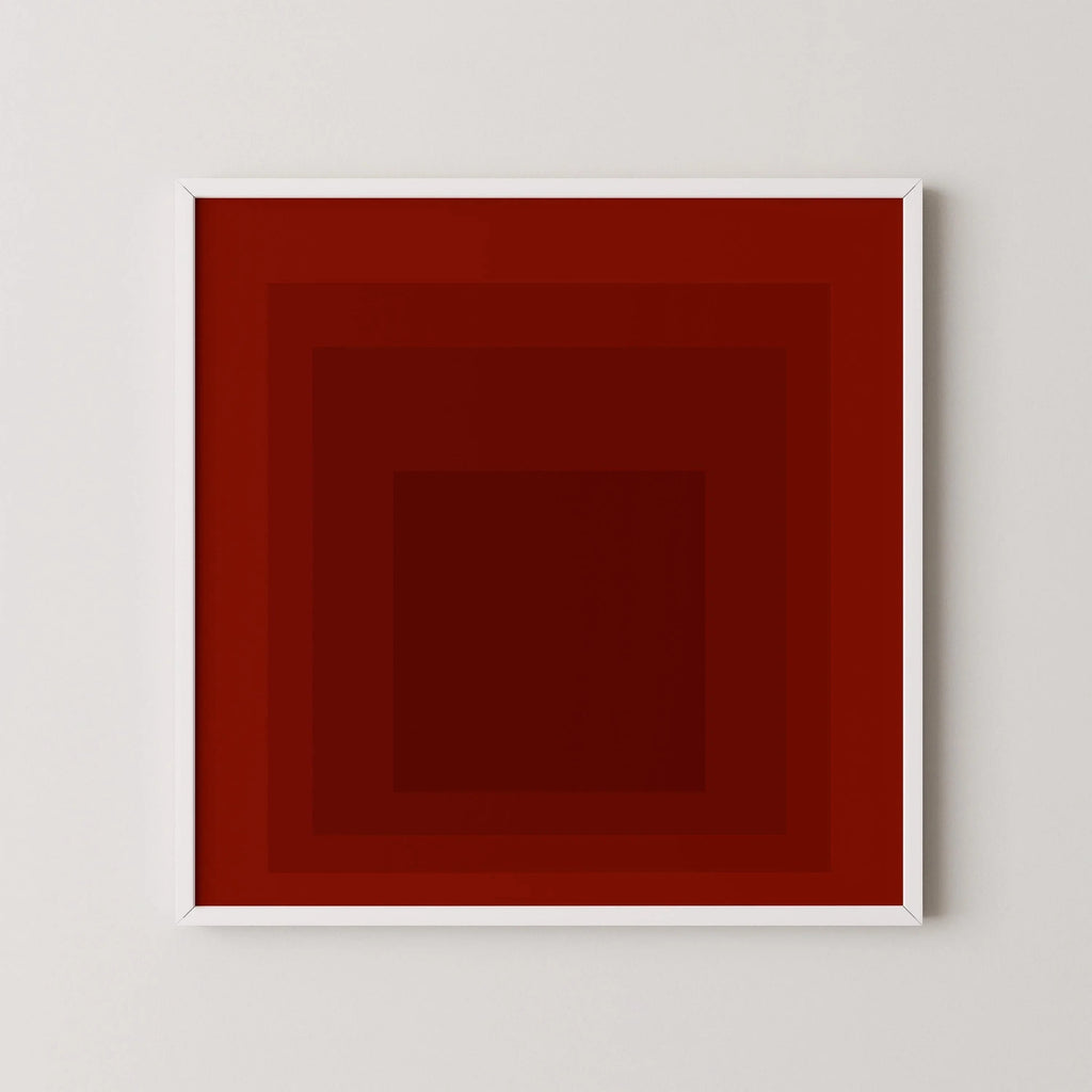 Impression giclée « Inondation » inspirée par Josef Albers : Art moderne du milieu du XXe siècle, hommage rouge au carré
