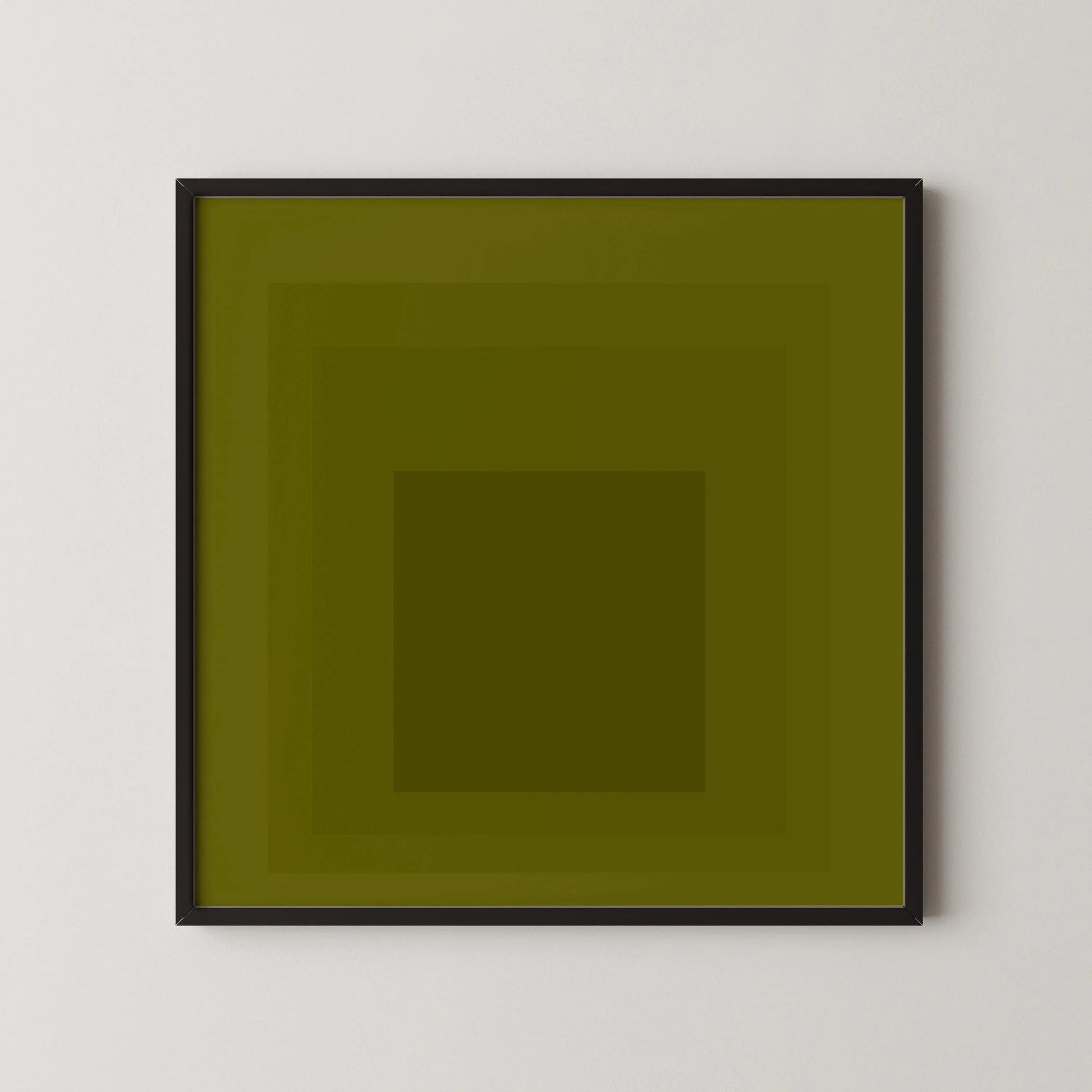 Impression giclée « Hommage au carré » inspirée par Josef Albers, art moderne du milieu du siècle, vert olive