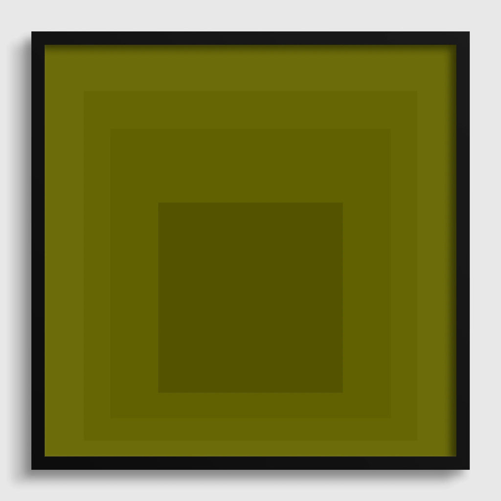 Impression giclée « Hommage au carré » inspirée par Josef Albers, art moderne du milieu du siècle, vert olive