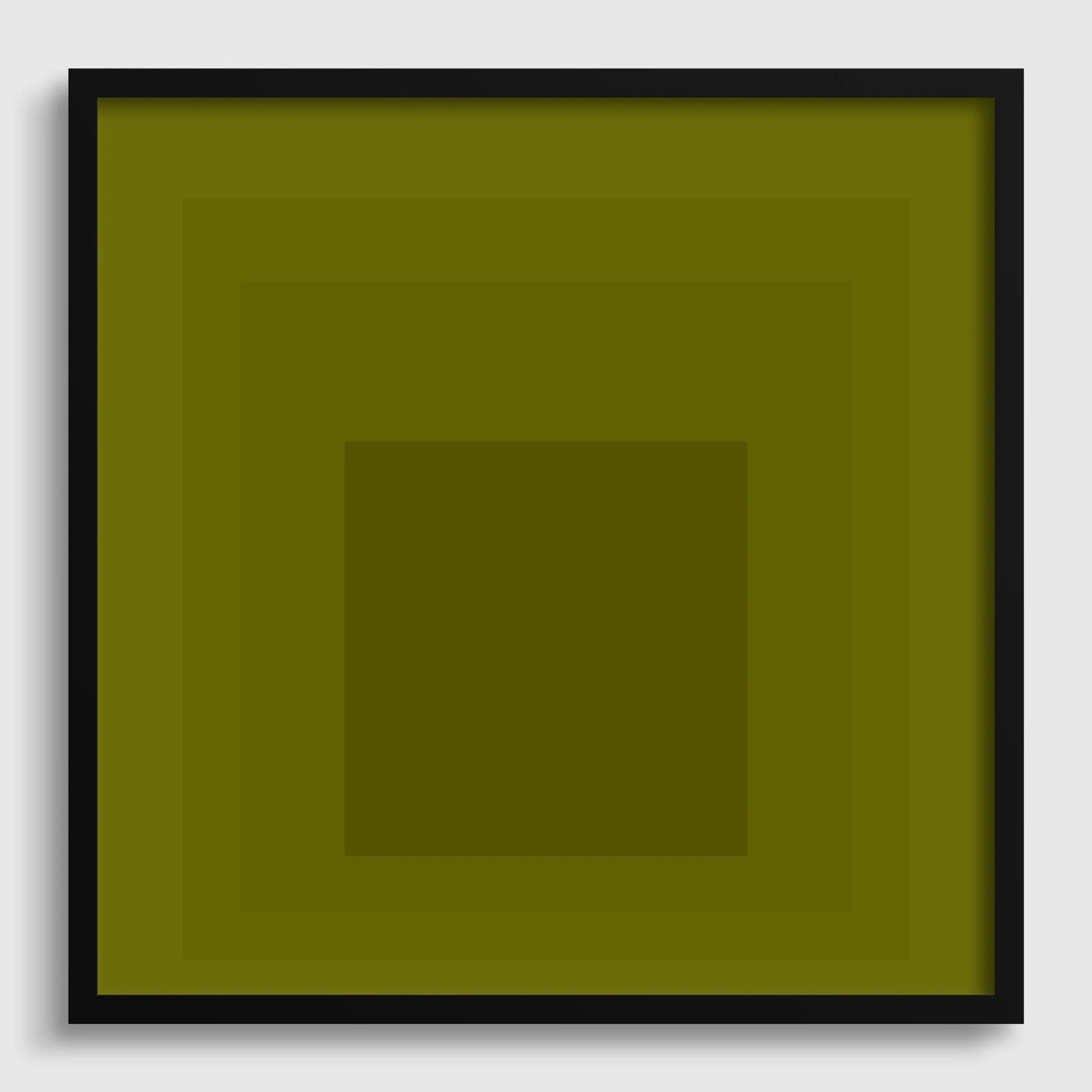 Impression giclée « Hommage au carré » inspirée par Josef Albers, art moderne du milieu du siècle, vert olive
