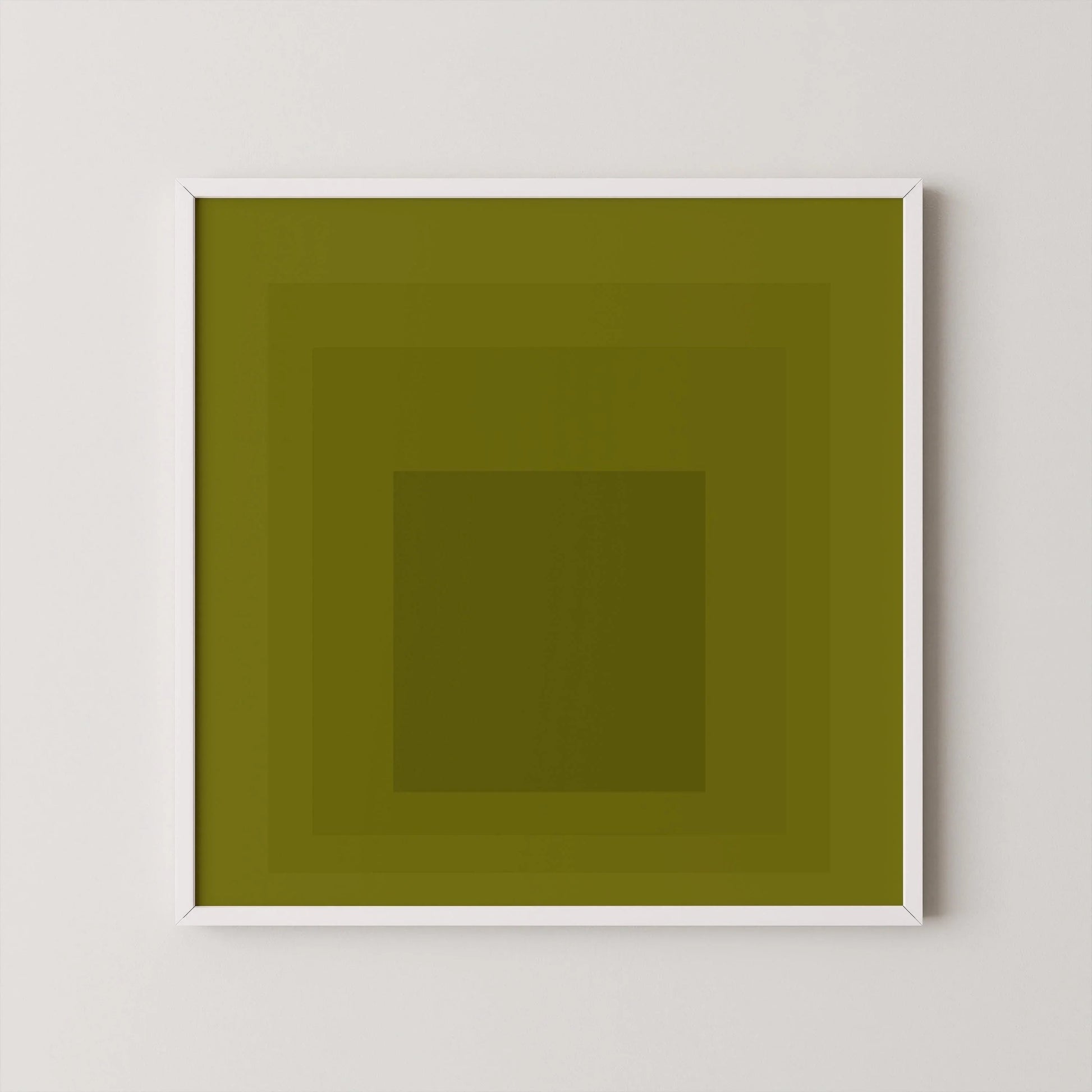 Impression giclée « Hommage au carré » inspirée par Josef Albers, art moderne du milieu du siècle, vert olive