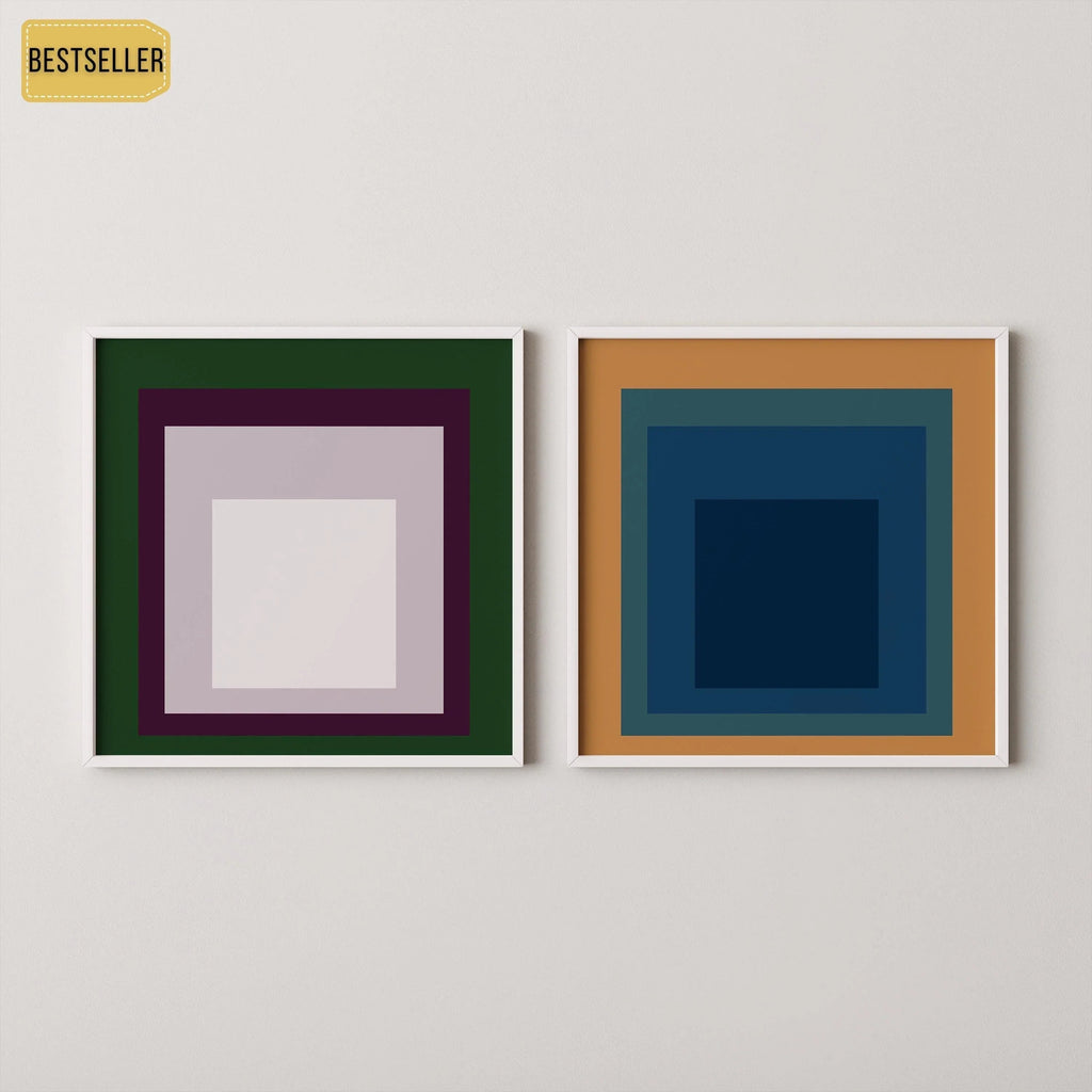 Josef Albers Inspired Homage to the Square Print Set: Mid-Century Modern Art