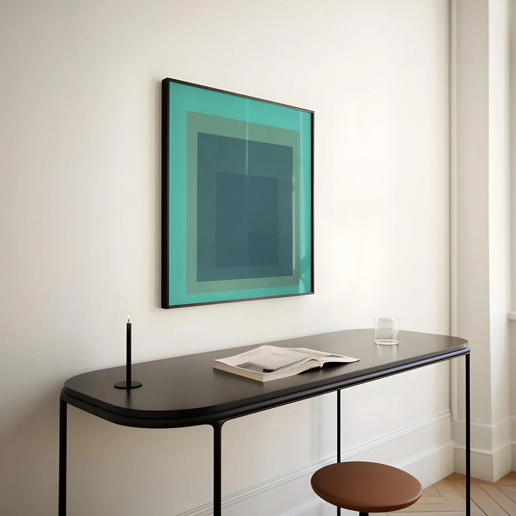 Reproduction giclée « Prairie » inspirée de Josef Albers : art moderne du milieu du XXe siècle, vert menthe