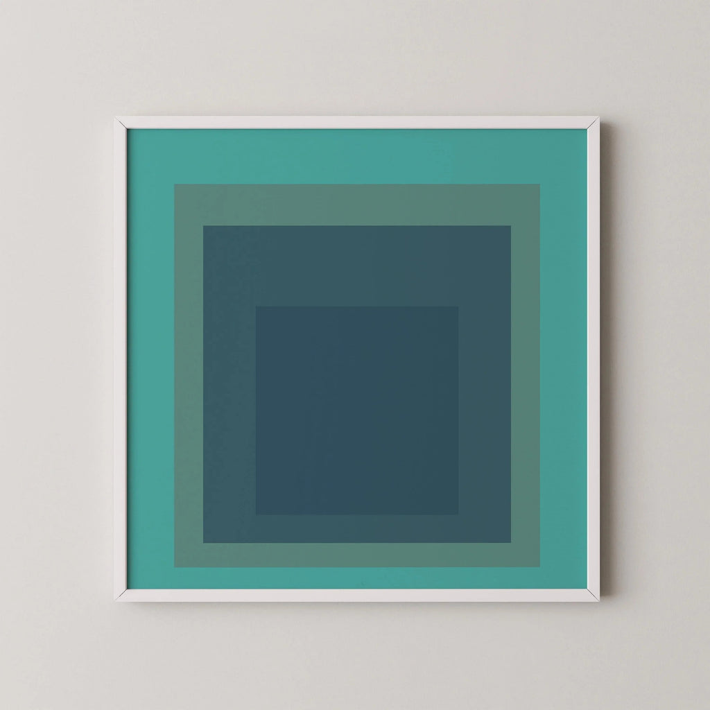 Reproduction giclée « Prairie » inspirée de Josef Albers : art moderne du milieu du XXe siècle, vert menthe