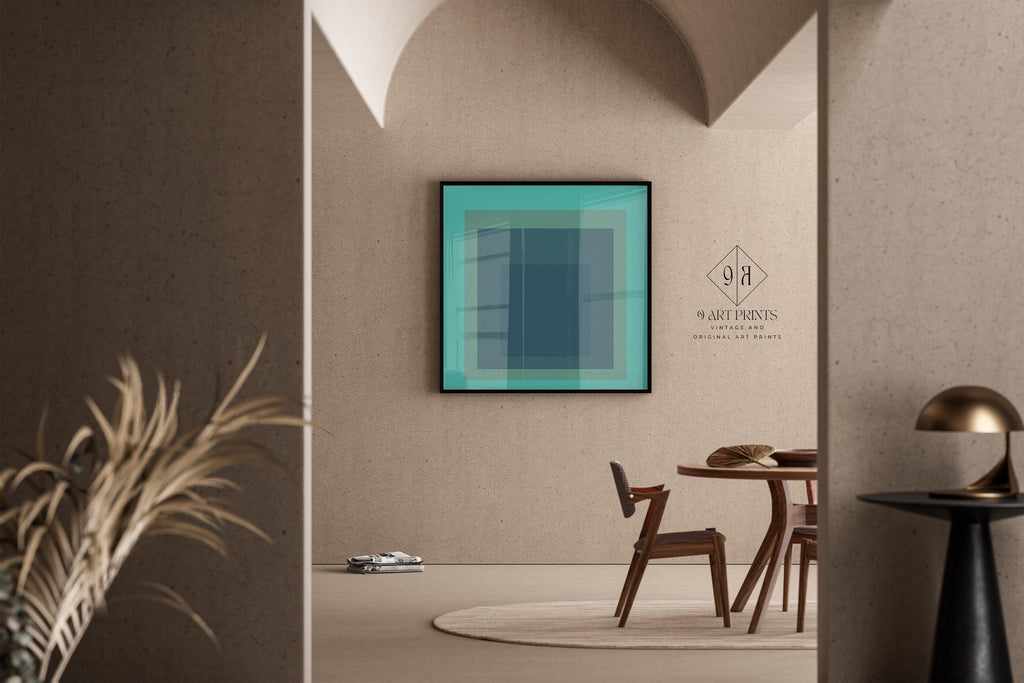 Reproduction giclée « Prairie » inspirée de Josef Albers : art moderne du milieu du XXe siècle, vert menthe