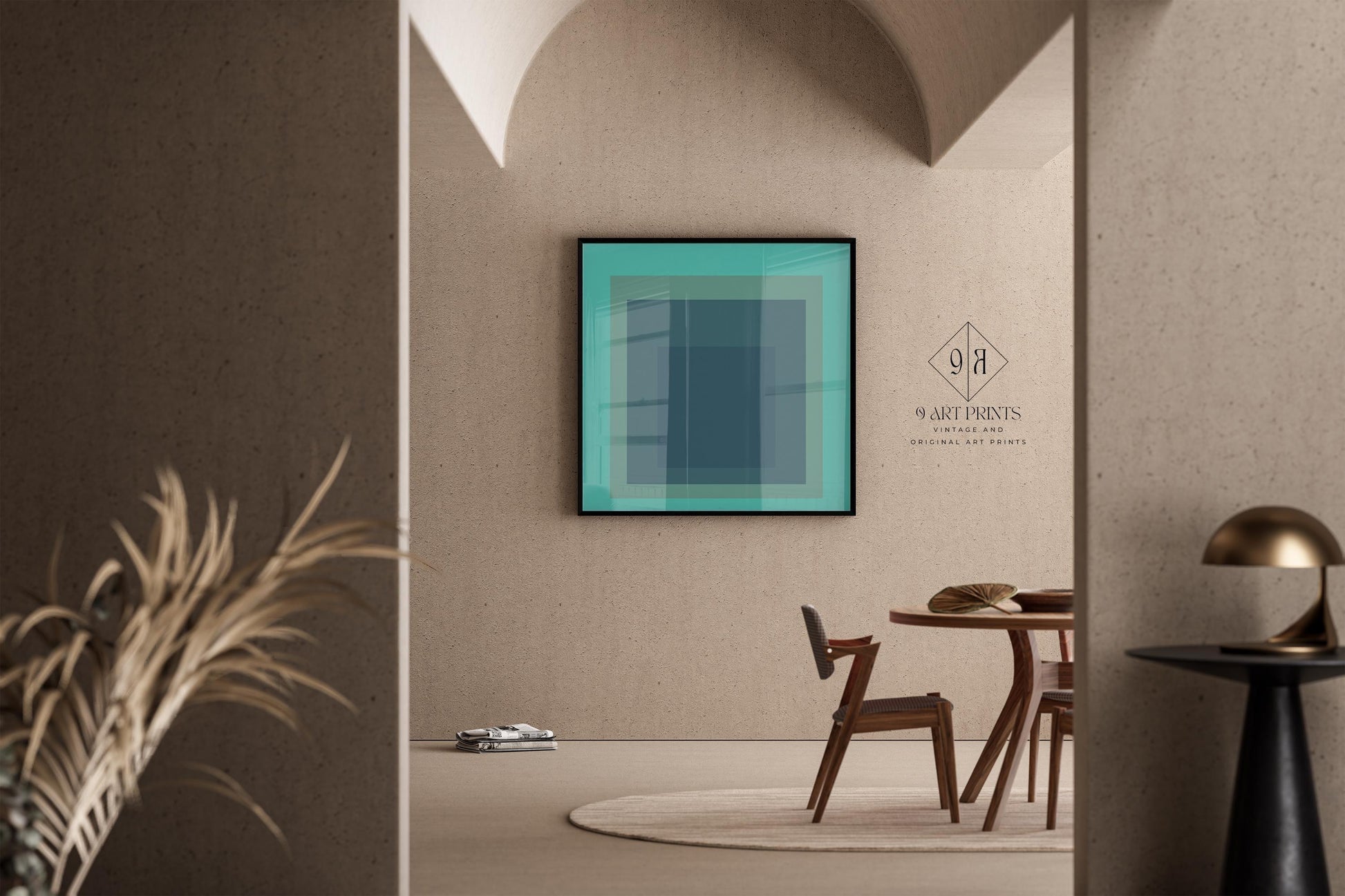 Reproduction giclée « Prairie » inspirée de Josef Albers : art moderne du milieu du XXe siècle, vert menthe
