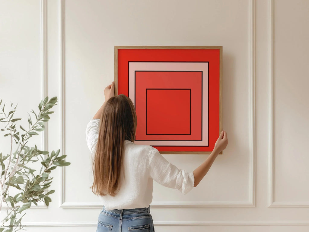 Josef Albers, inspiré par « Metro », estampe giclée « Hommage au carré » : art orange moderne du milieu du siècle (1x1)