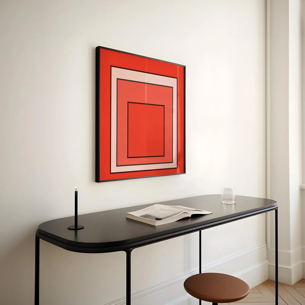 Josef Albers, inspiré par « Metro », estampe giclée « Hommage au carré » : art orange moderne du milieu du siècle (1x1)
