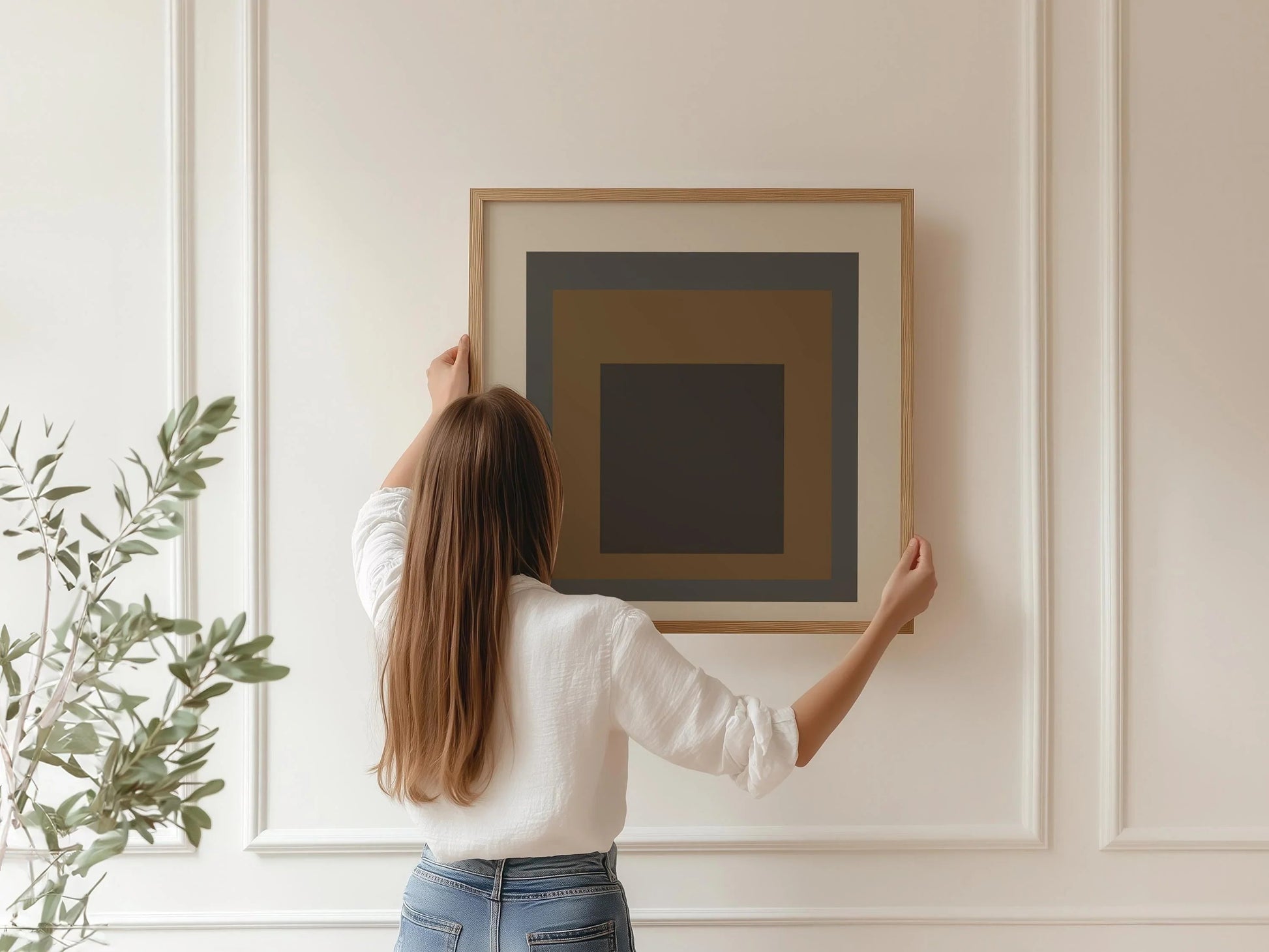 Estampe d'art inspirée de Josef Albers « Sienna » : Hommage moderne du milieu du siècle au carré (1x1)