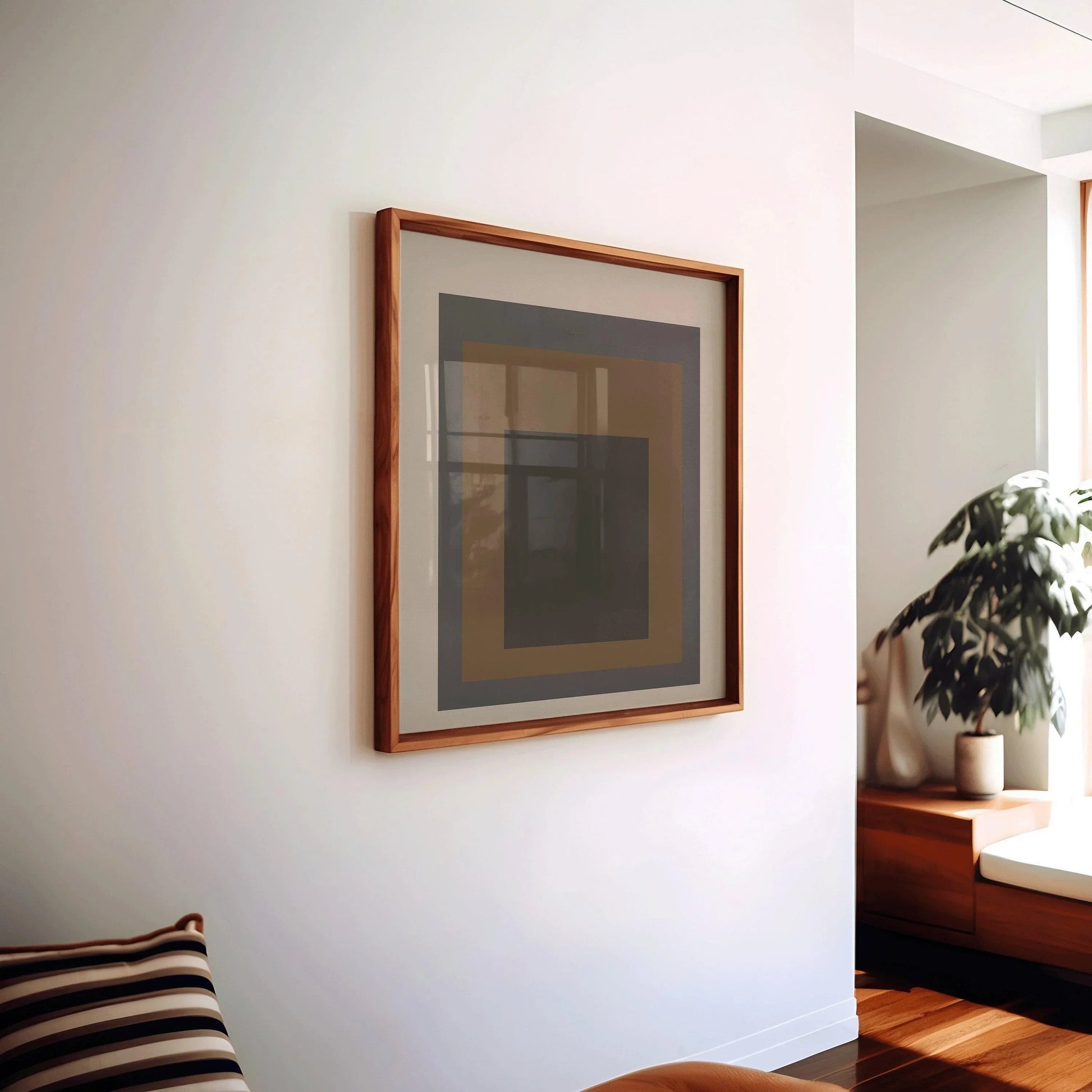 Estampe d'art inspirée de Josef Albers « Sienna » : Hommage moderne du milieu du siècle au carré (1x1)