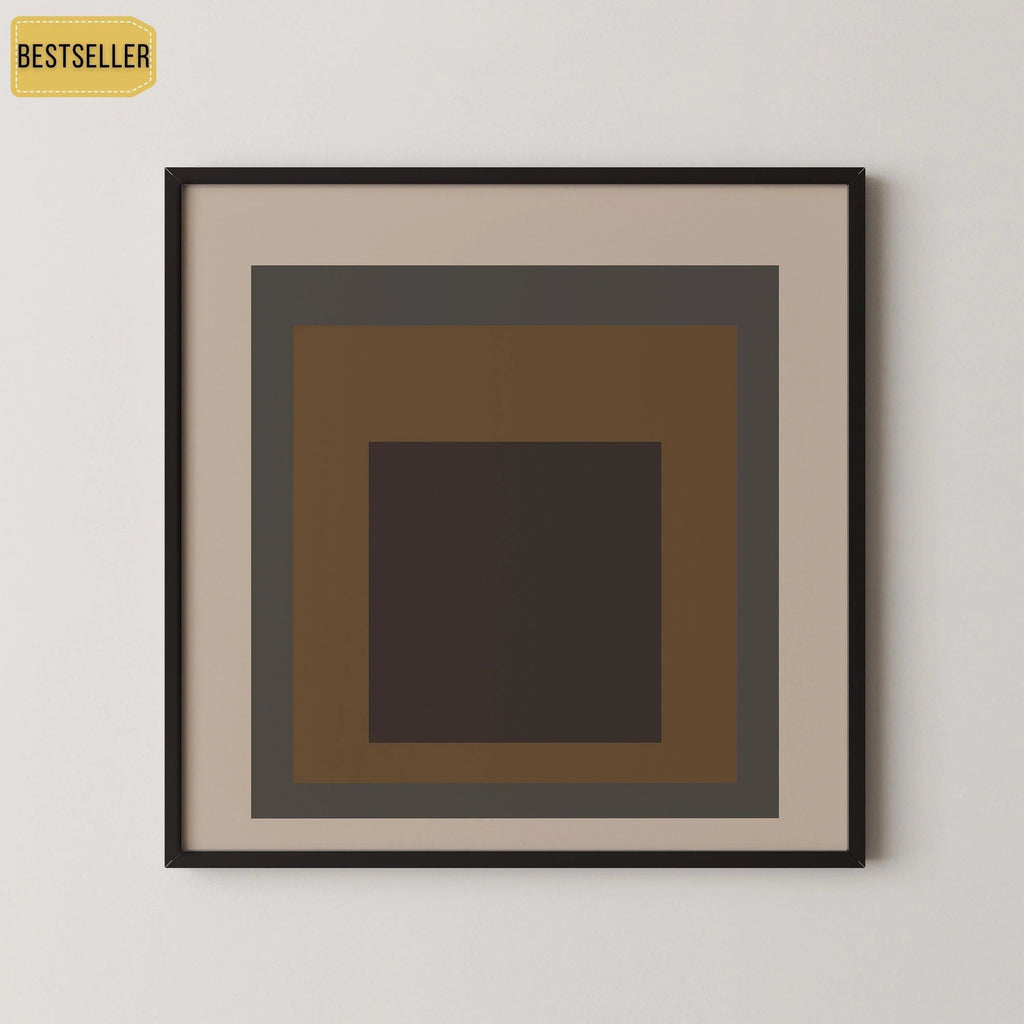 Estampe d'art inspirée de Josef Albers « Sienna » : Hommage moderne du milieu du siècle au carré (1x1)