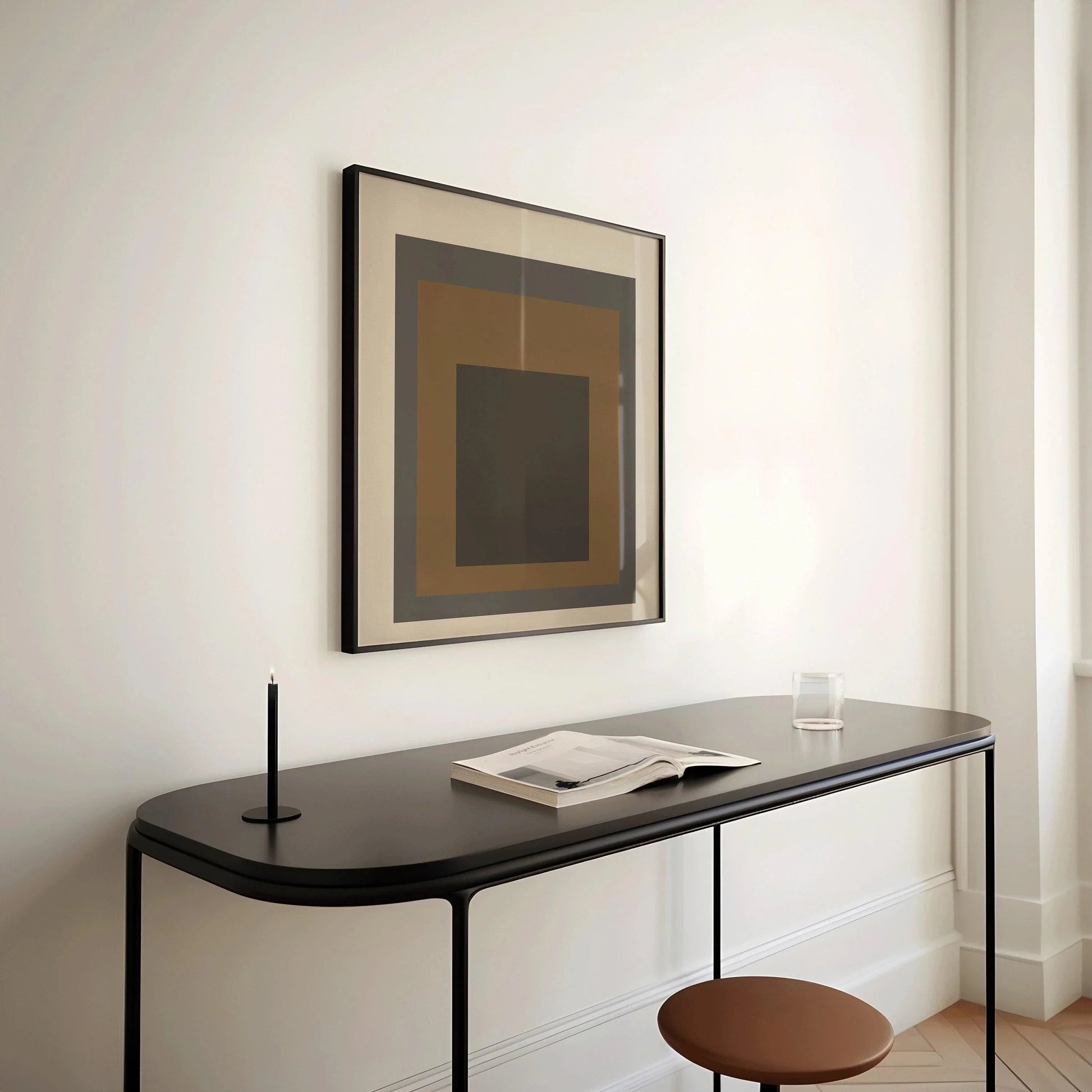 Estampe d'art inspirée de Josef Albers « Sienna » : Hommage moderne du milieu du siècle au carré (1x1)