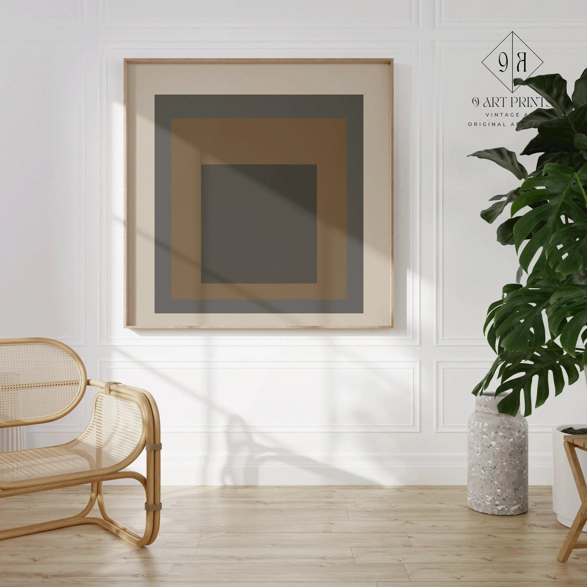 Estampe d'art inspirée de Josef Albers « Sienna » : Hommage moderne du milieu du siècle au carré (1x1)
