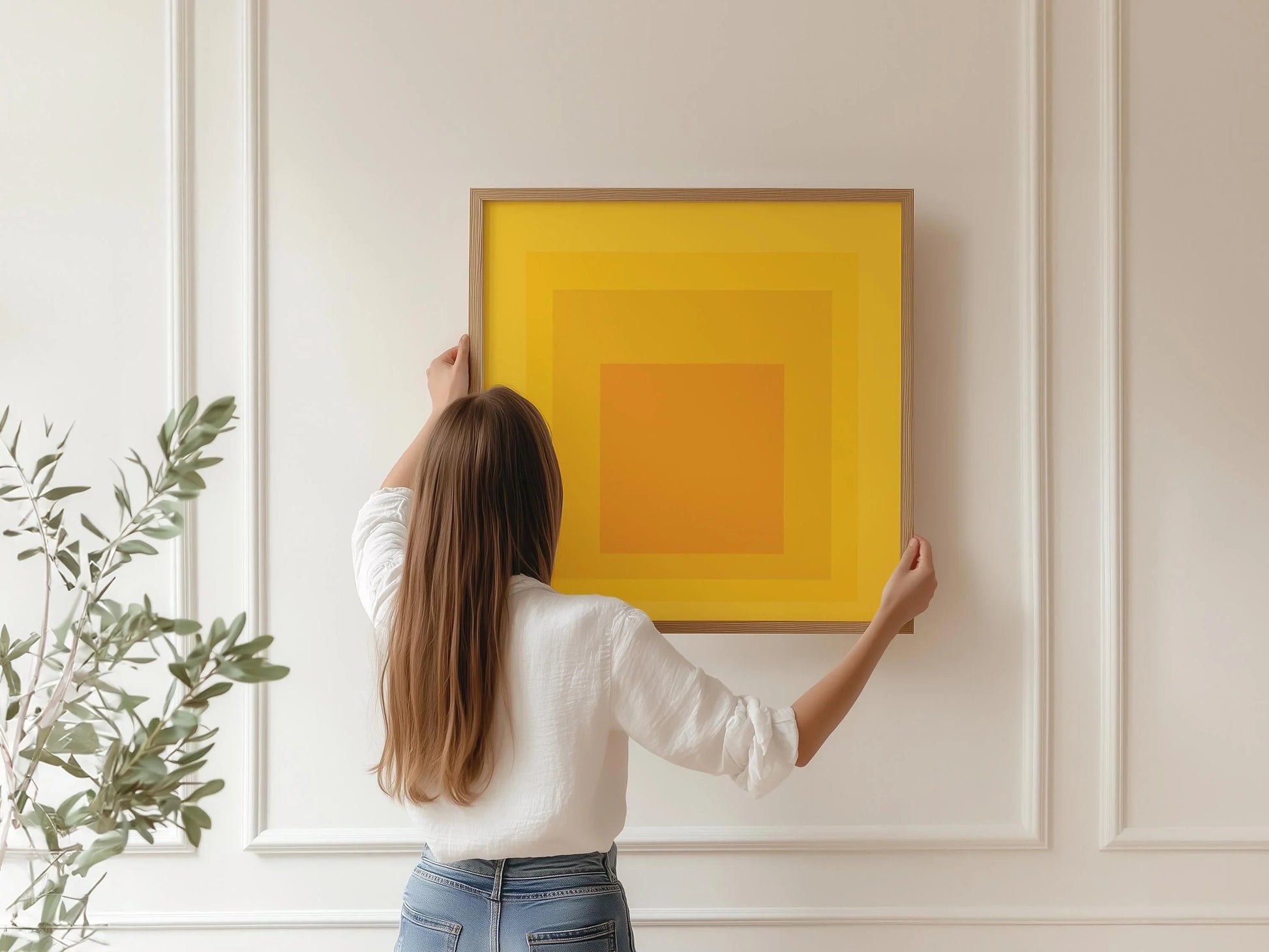 Estampe giclée de Taos inspirée par Josef Albers : Art moderne du milieu du XXe siècle, « Hommage au carré », jaune et orange