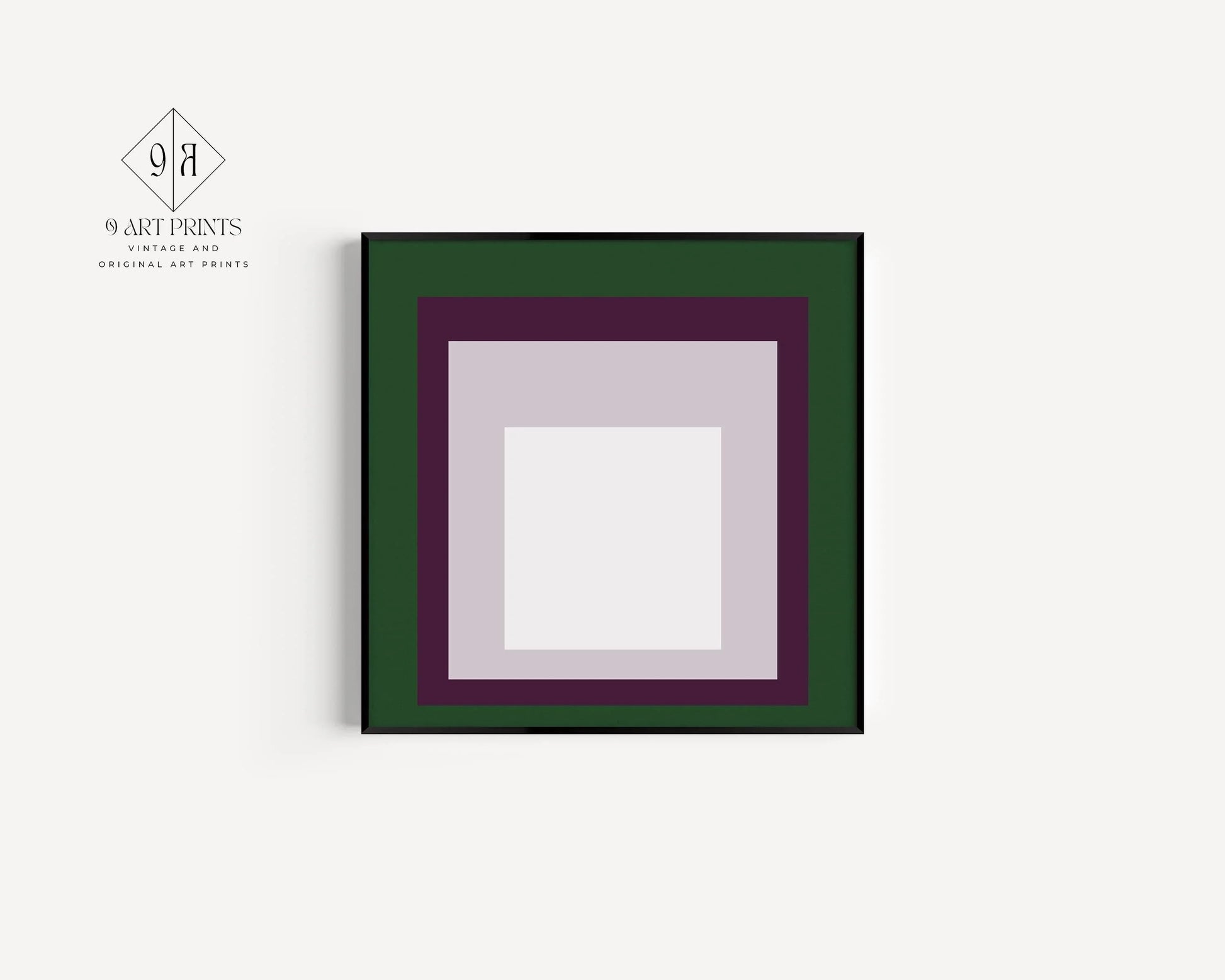 Josef Albers Inspired 'Temple' Giclee Print: Mid-Century Modern Art, Green Purple White