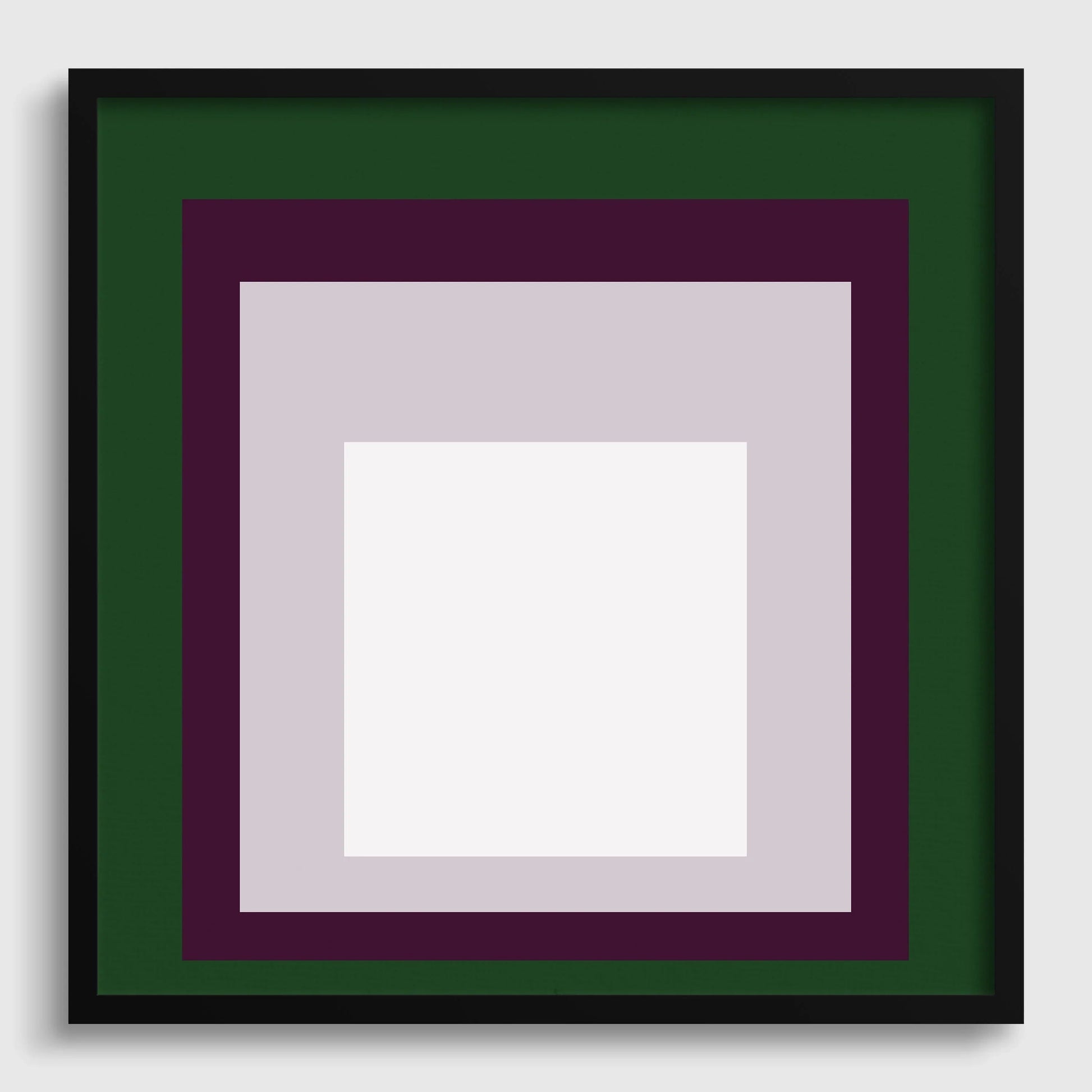 Josef Albers Inspired 'Temple' Giclee Print: Mid-Century Modern Art, Green Purple White