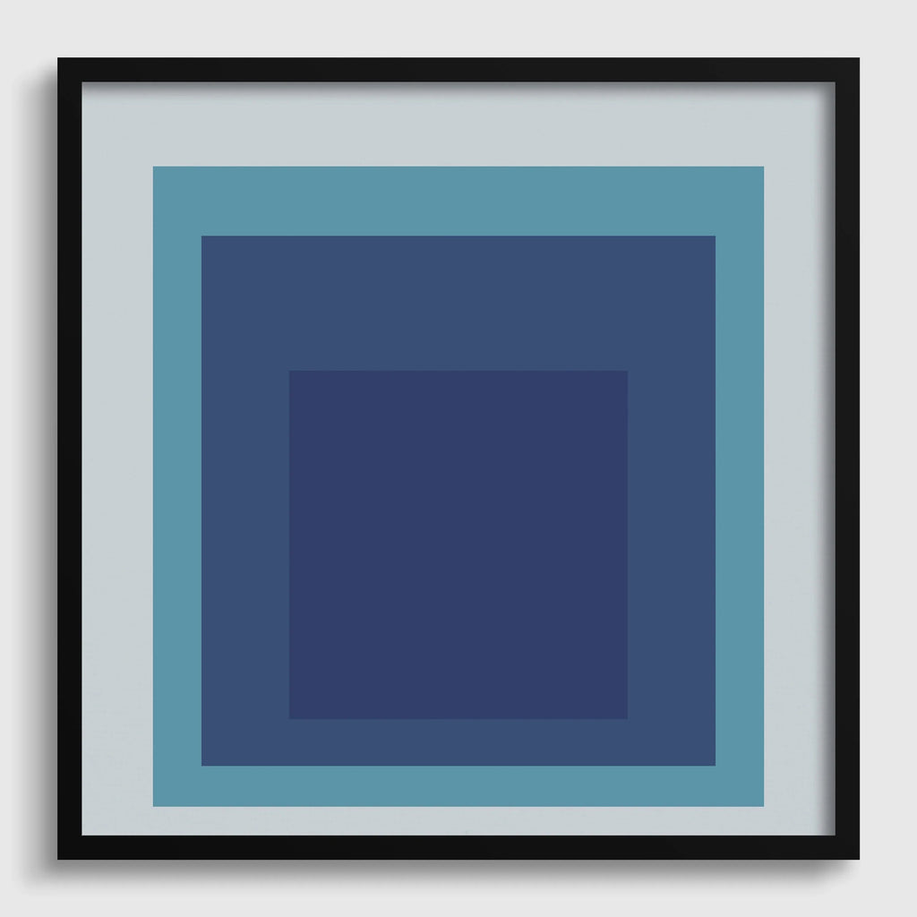 Josef Albers Inspired 'Tide' Giclee Print: Mid-Century Modern Art, Mint Blue