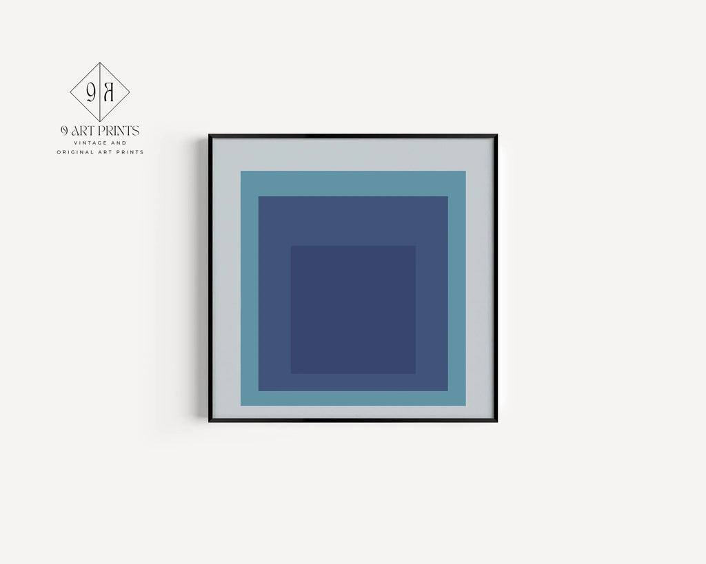 Josef Albers Inspired 'Tide' Giclee Print: Mid-Century Modern Art, Mint Blue