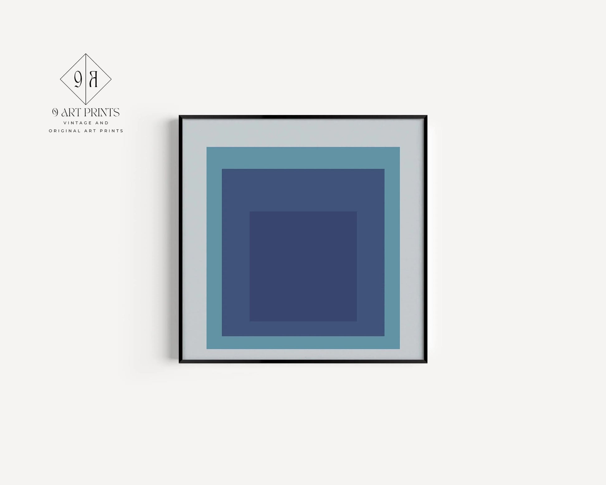 Josef Albers Inspired 'Tide' Giclee Print: Mid-Century Modern Art, Mint Blue