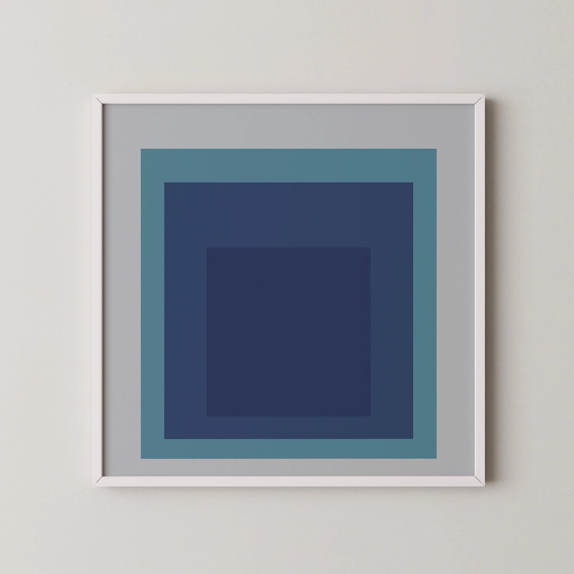 Josef Albers Inspired 'Tide' Giclee Print: Mid-Century Modern Art, Mint Blue