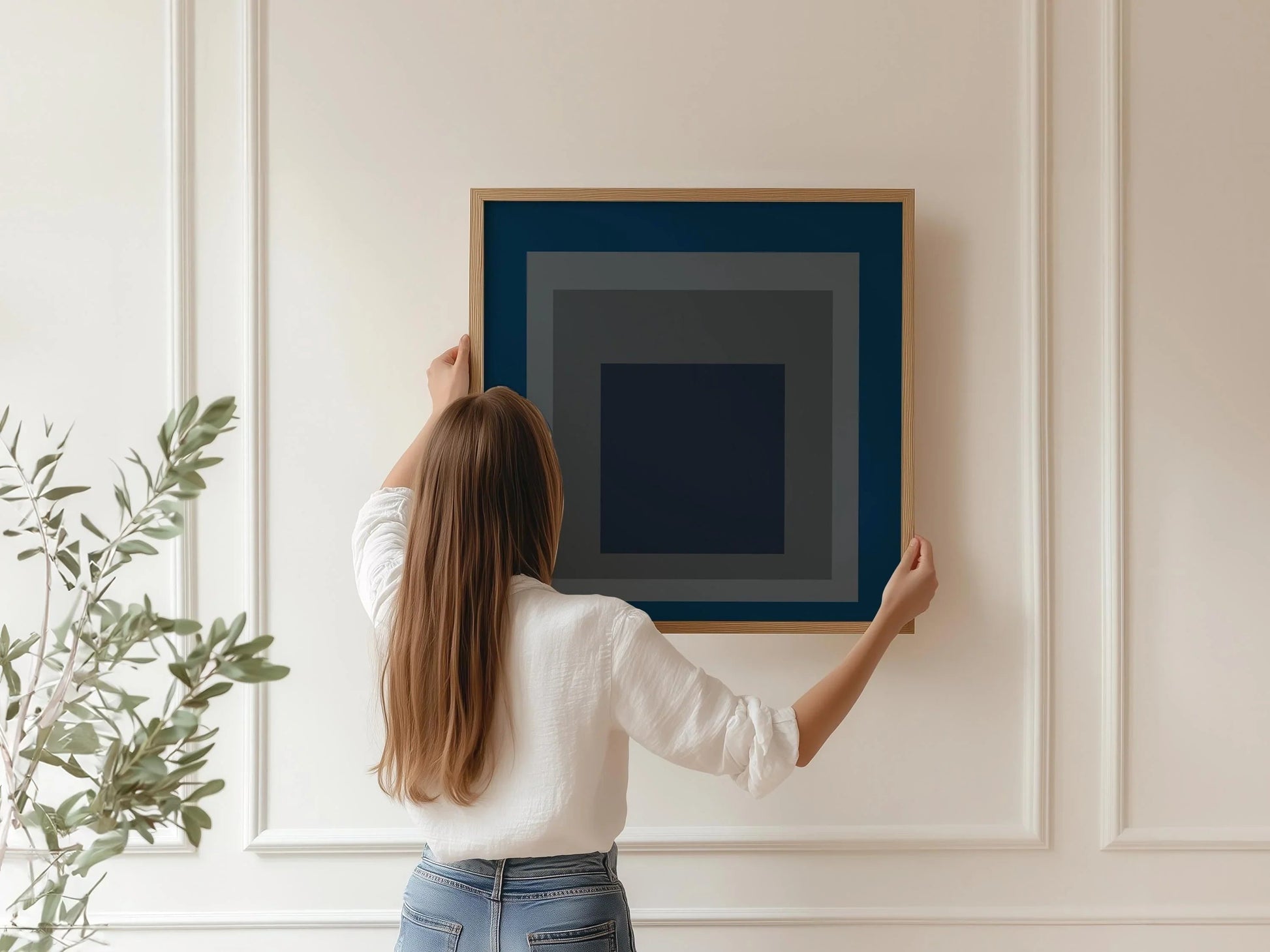 Estampe giclée « Pureheart » de Josef Albers : Art moderne du milieu du XXe siècle, bleu et gris « Hommage au carré »