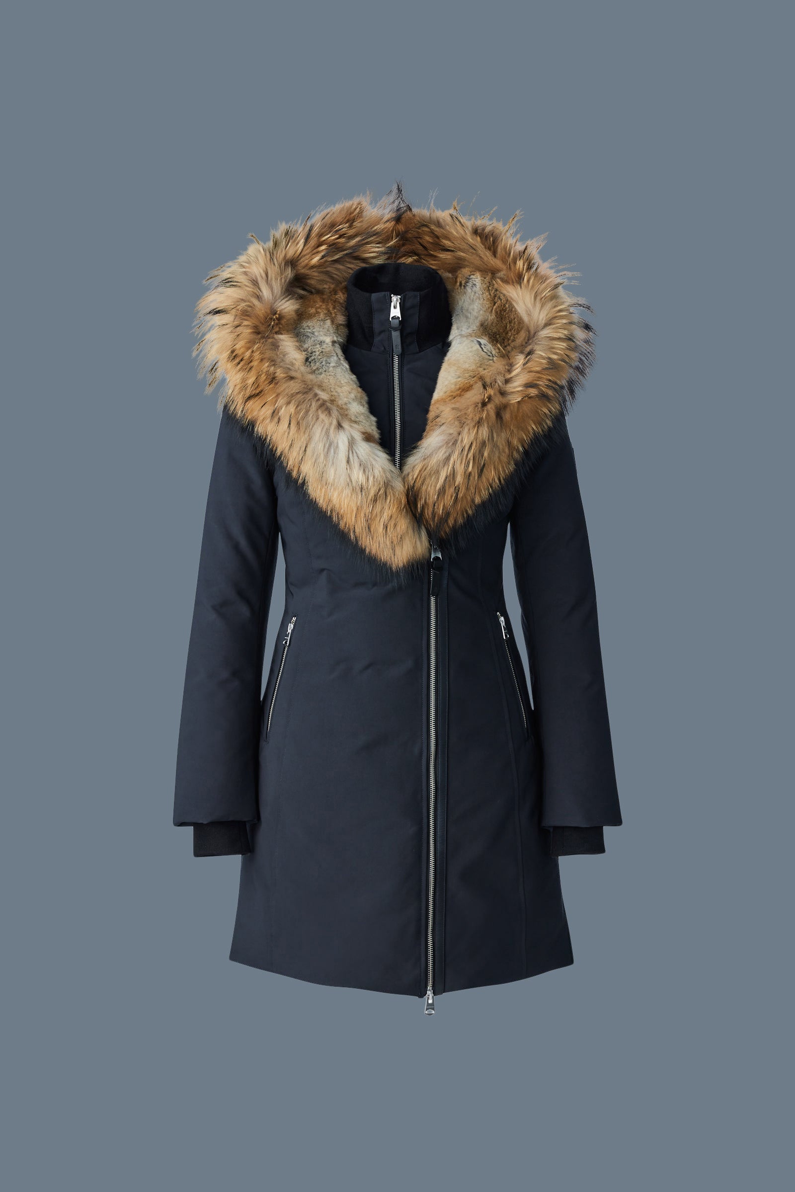Manteau TRISH Powder Touch avec fourrure naturelle Signature Mackage Collar
