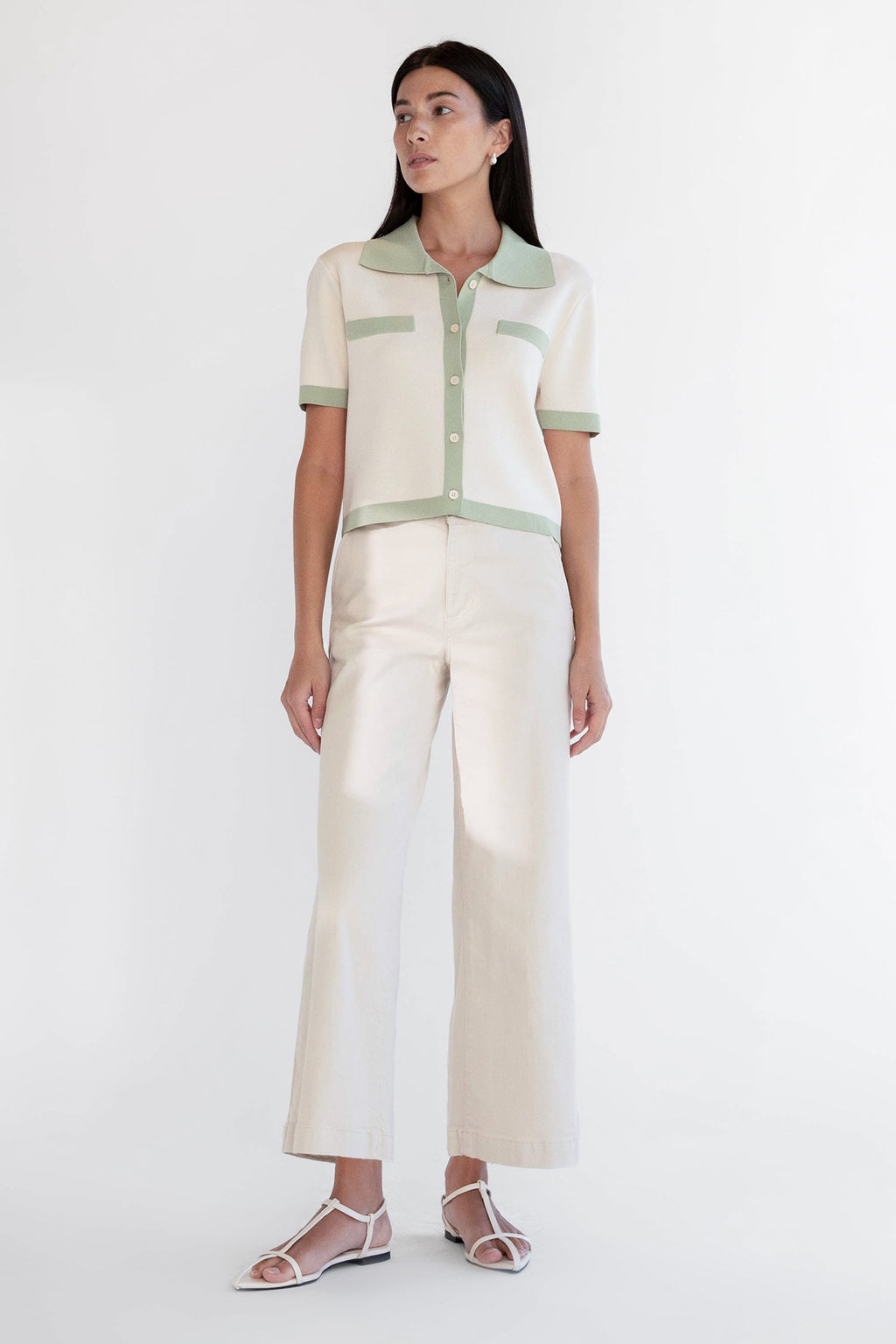 PANTALON LARGE EN SERGÉ LONGUEUR RÉGULIÈRE