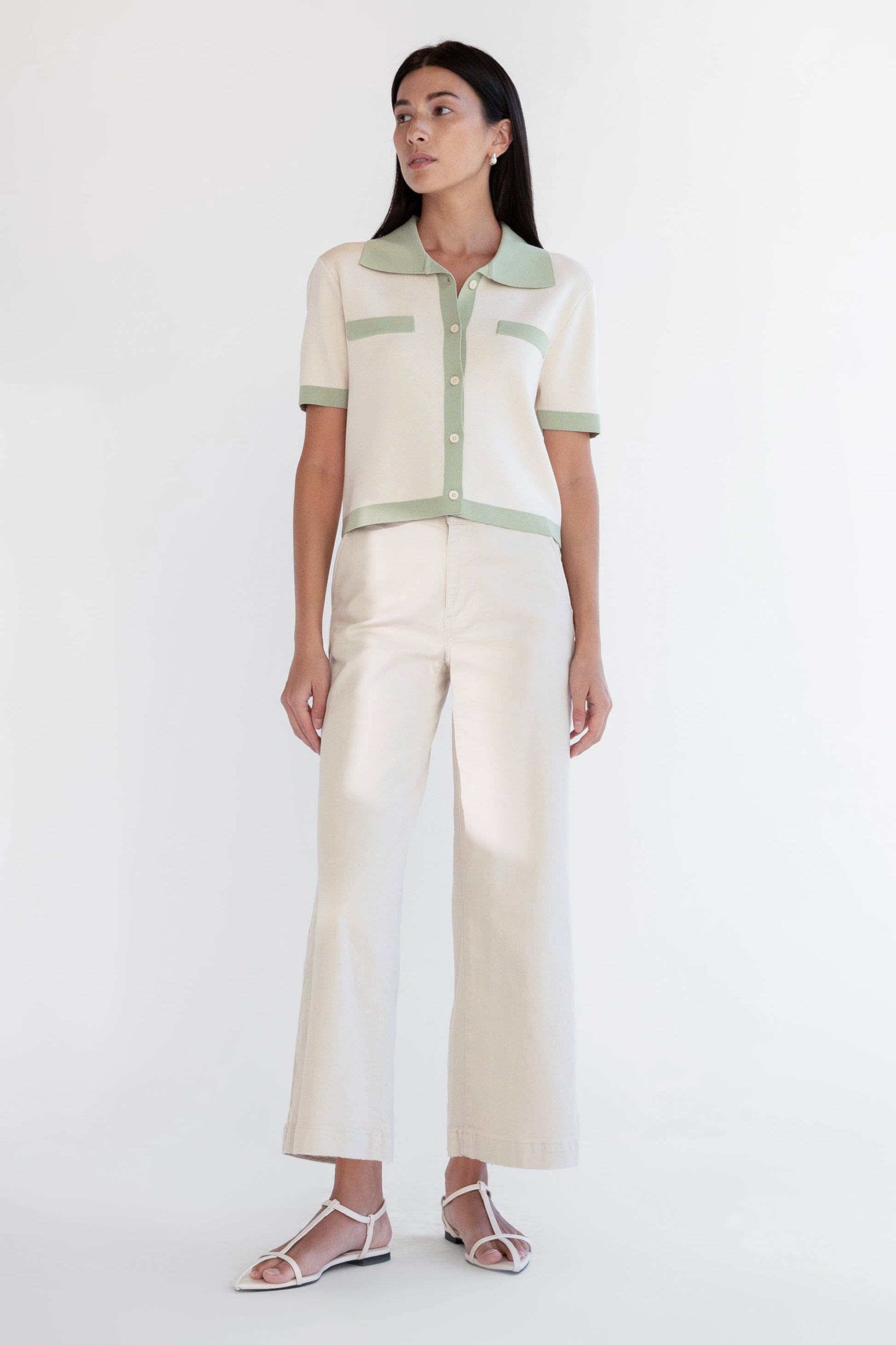 PANTALON LARGE EN SERGÉ LONGUEUR RÉGULIÈRE