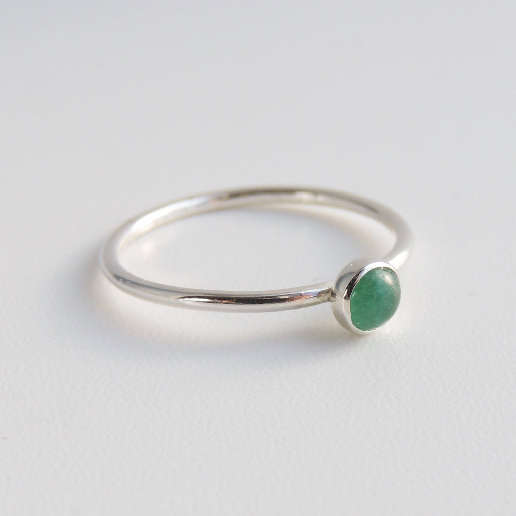 Green Aventurine Ring Sterling Silver Stacking Ring Green Stone Ring
