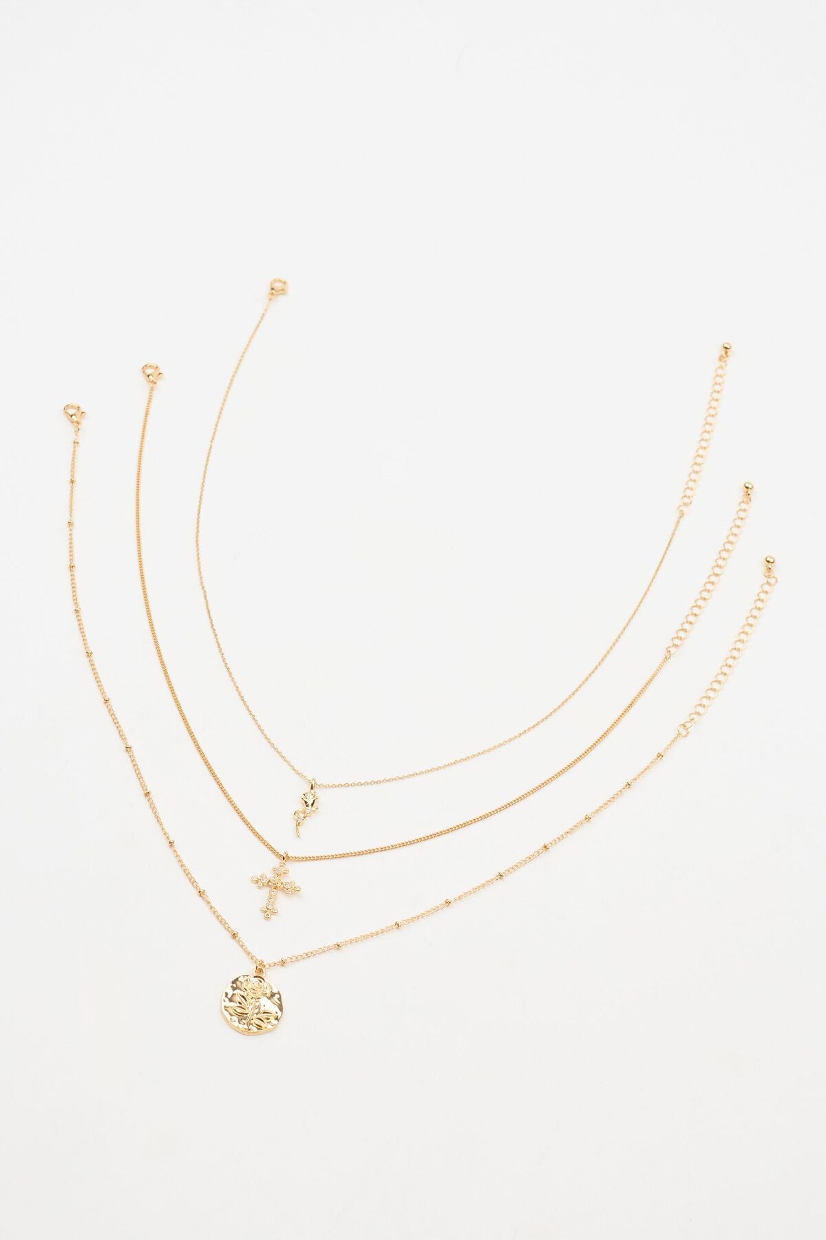 Ensemble de 3 colliers croix roses