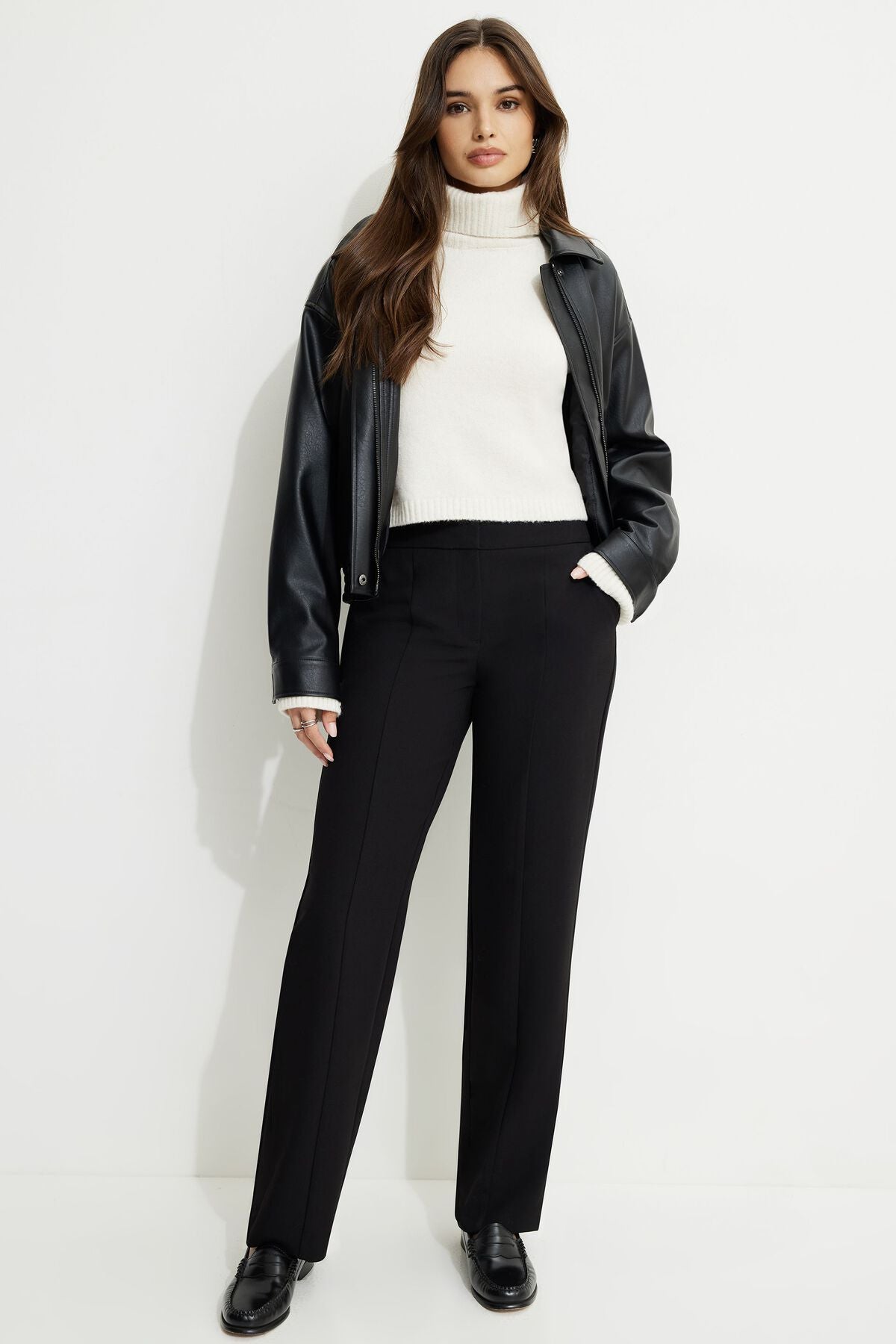 Mid Rise Straight Pants