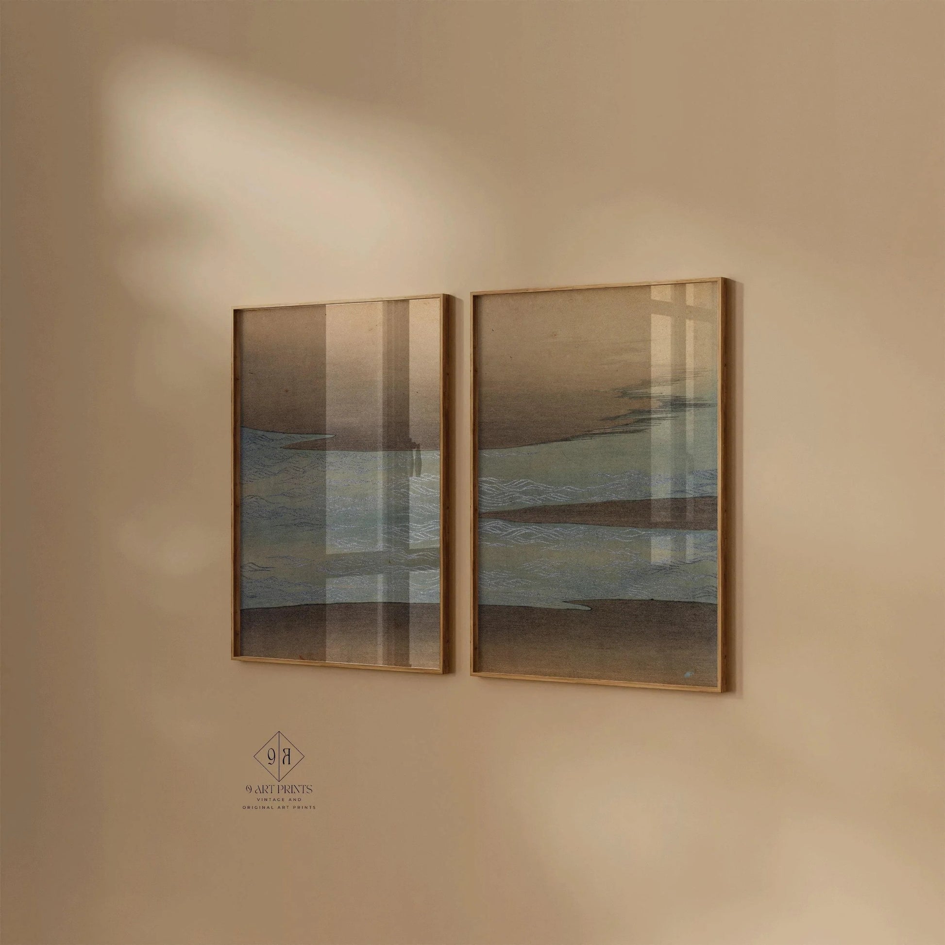 Estampe « Petites vagues » de Kamisaka Sekka : Duo d'estampes japonaises anciennes