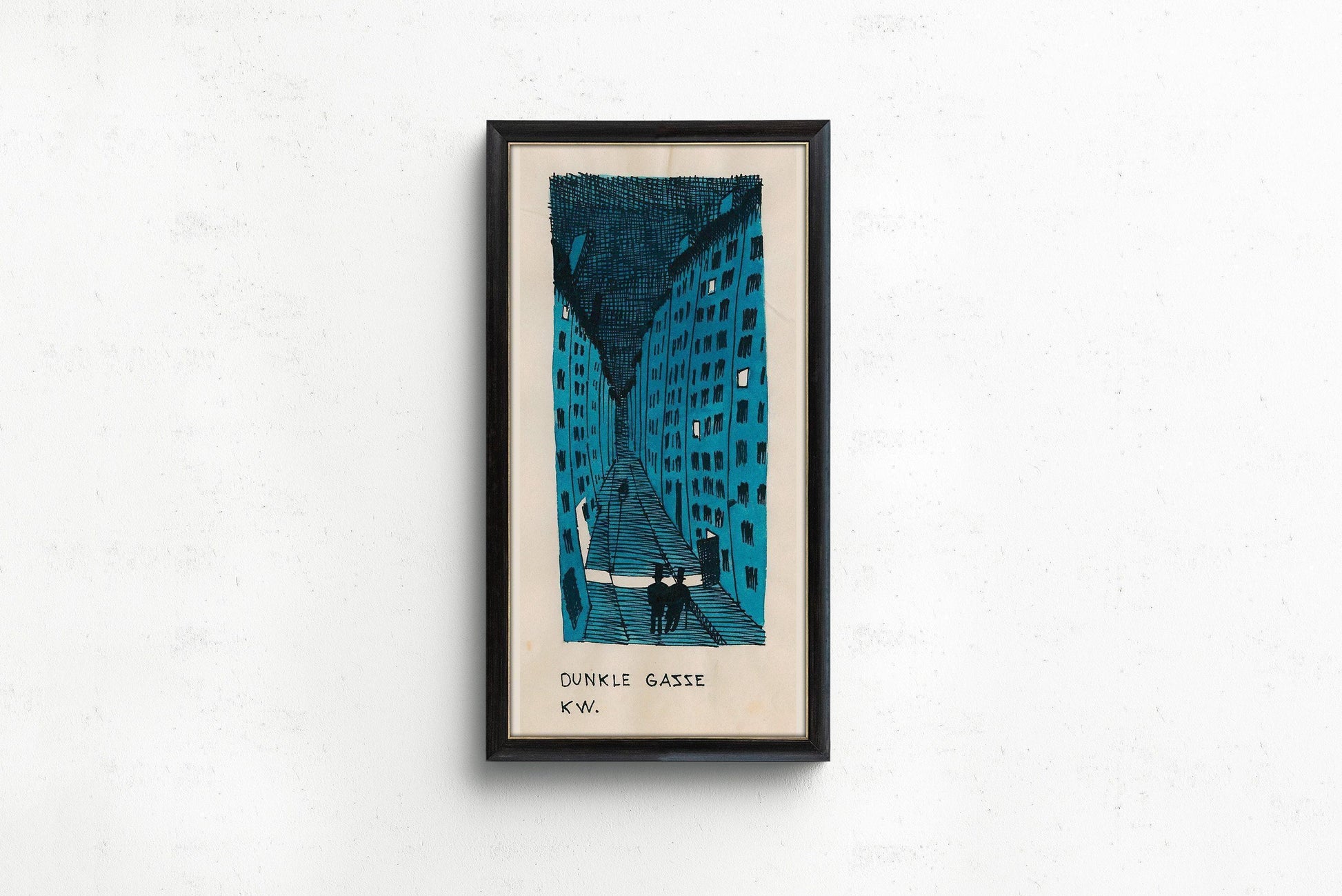 Karl Wiener "Dunkle Gasse" Art Print: Vintage Framed Vertical Alleyway (2x1)