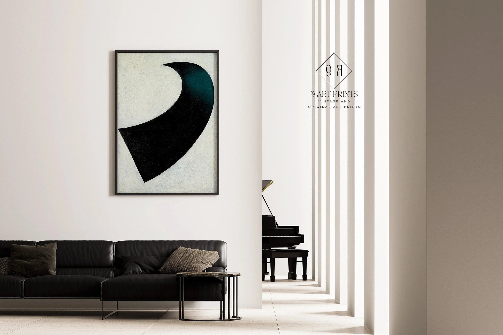 Estampe d'art suprématiste de Kazimir Malevitch : Giclée monochrome vintage (encadrée à la main ou non encadrée)