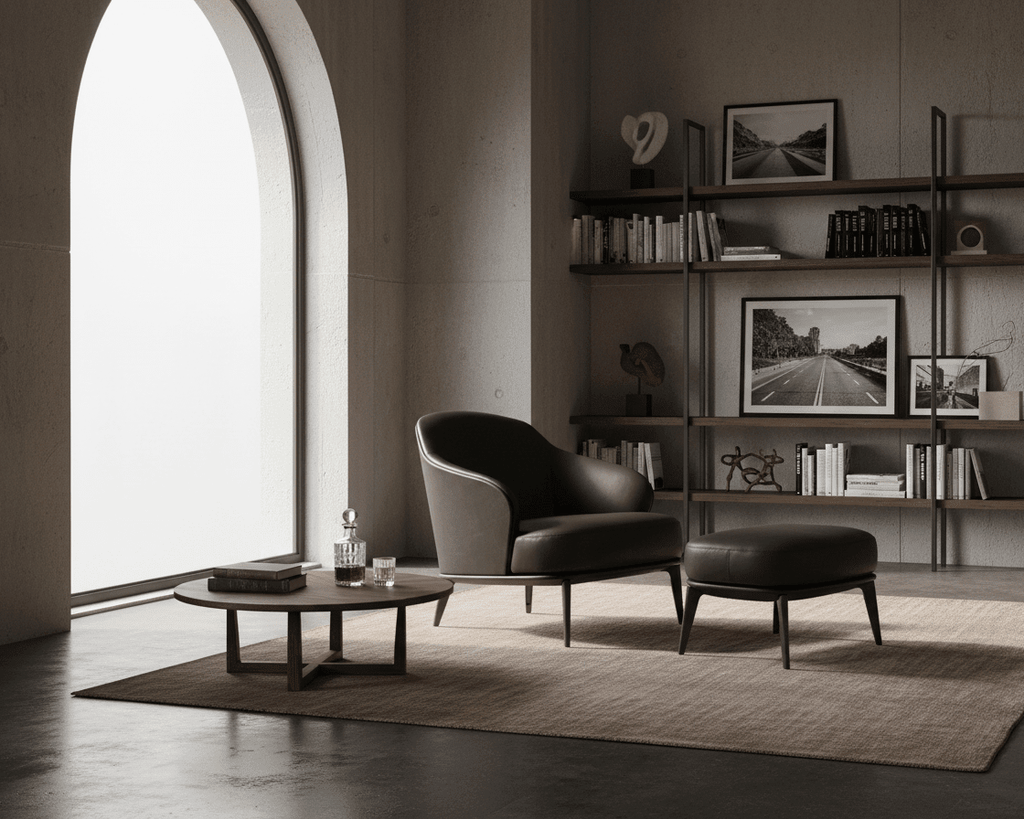 Kensington Leather Lounge Chair and Ottoman