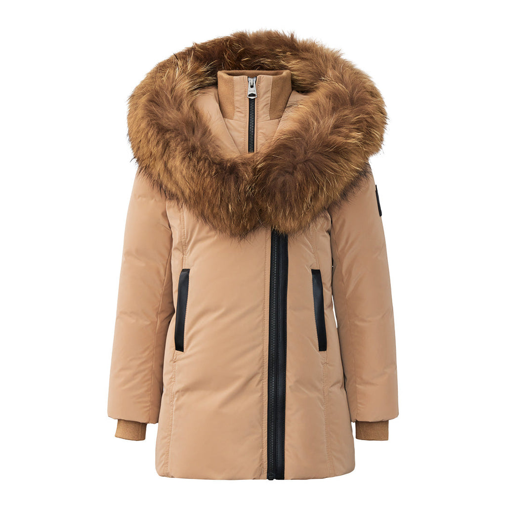 LEELEE Manteau en duvet avec fourrure naturelle amovible Signature Mackage Collar pour les tout-petits (2-6 ans)