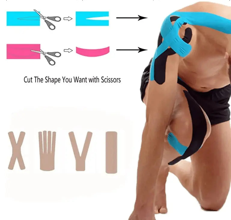 Kinesiology Tape, Elastic Therapeutic Sports Tape, 2" x 5.5 YD