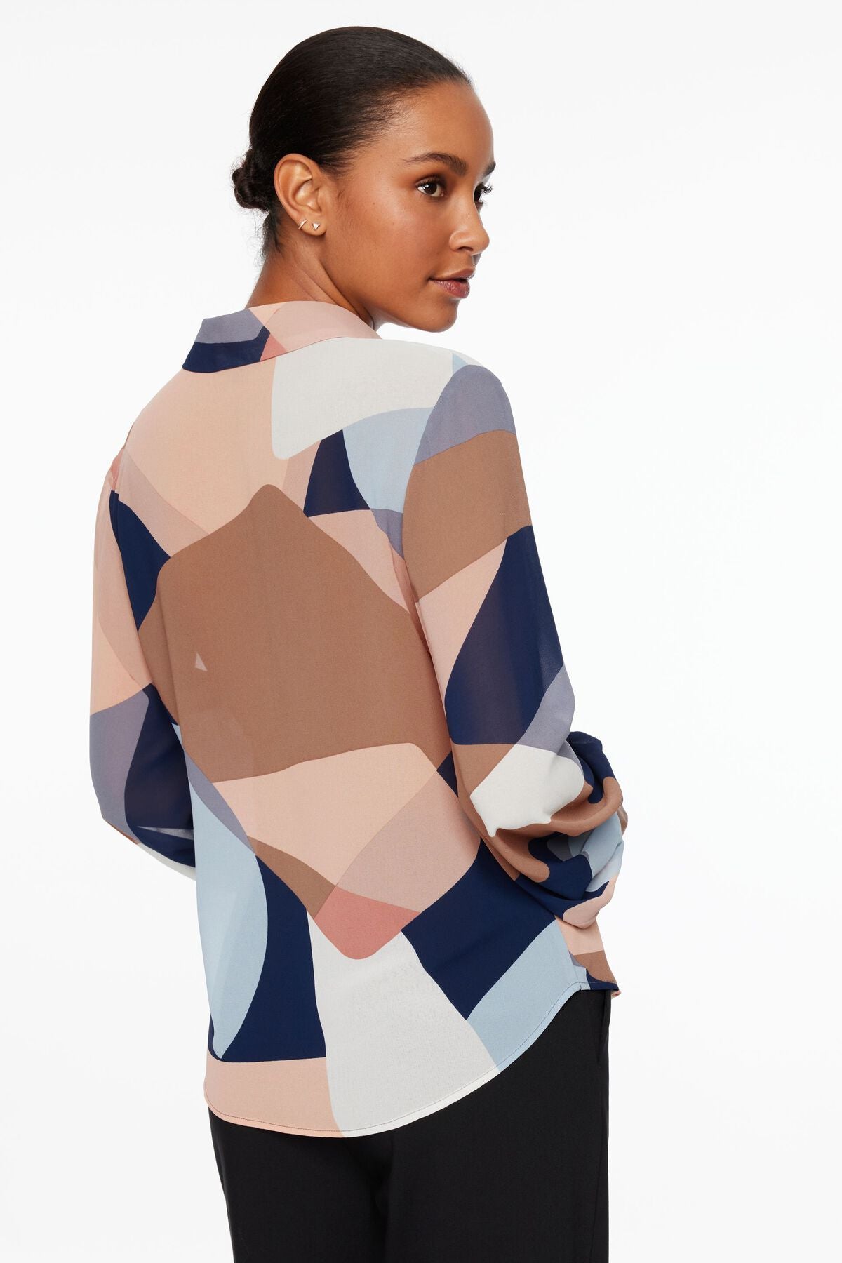 Sheer Balloon Sleeve Blouse