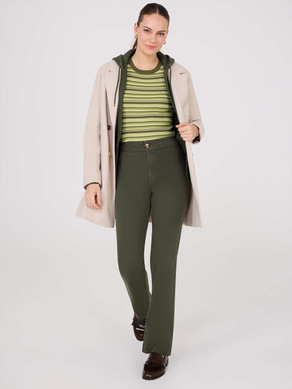 Pantalon droit taille mi-haute en Tencel