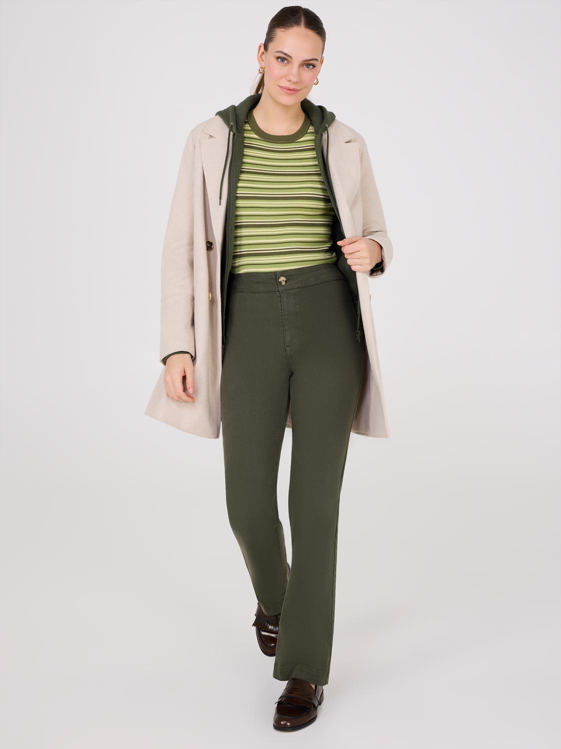 Pantalon droit taille mi-haute en Tencel