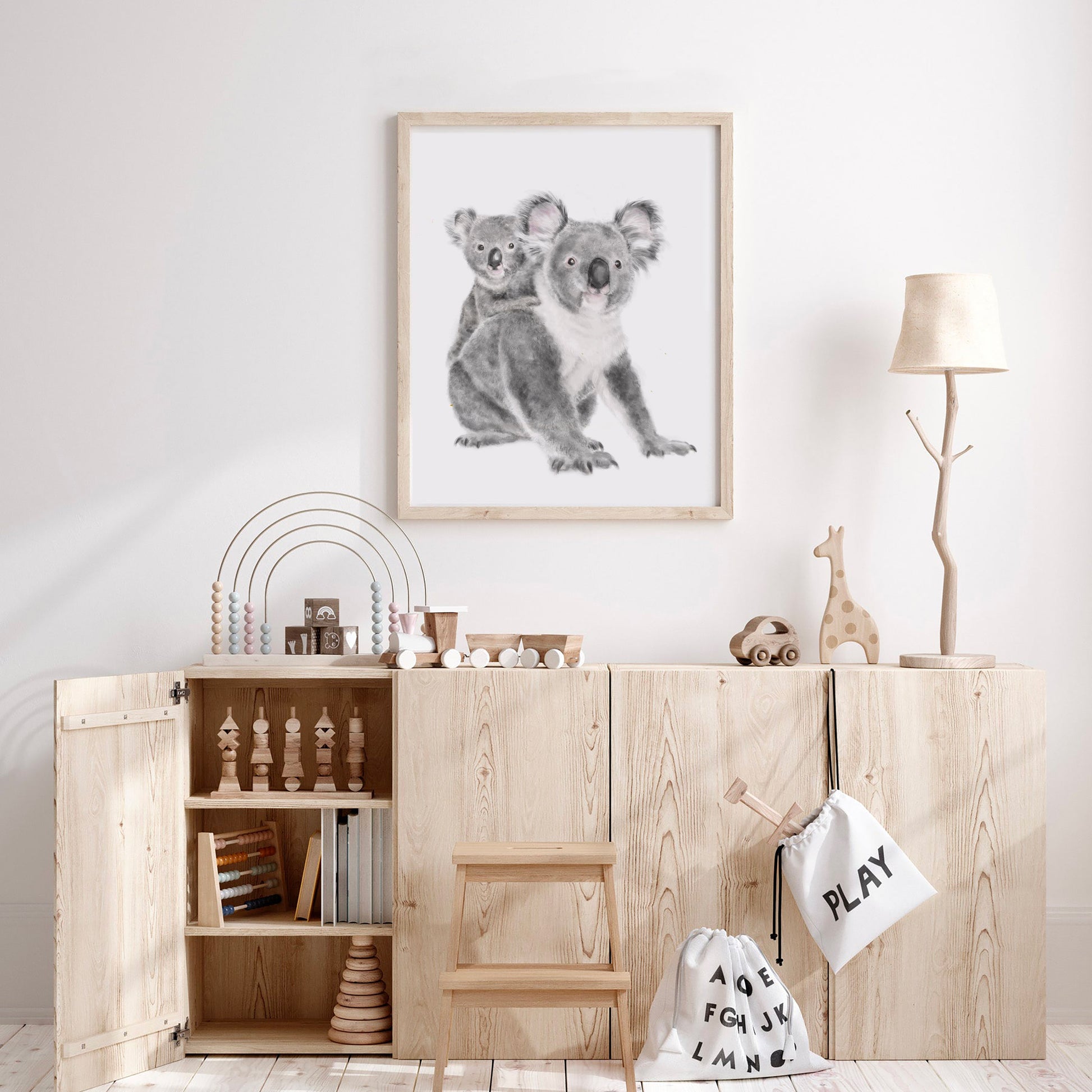 Tableau représentant un bébé koala et sa maman
