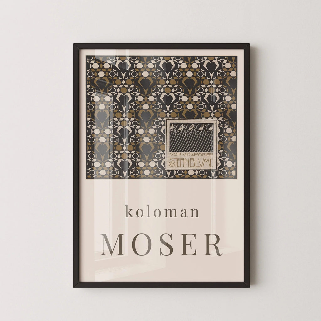 Koloman Moser - Papier de garde Starflower | Affiche d'exposition vintage célèbre (disponible encadrée à la main ou non encadrée)