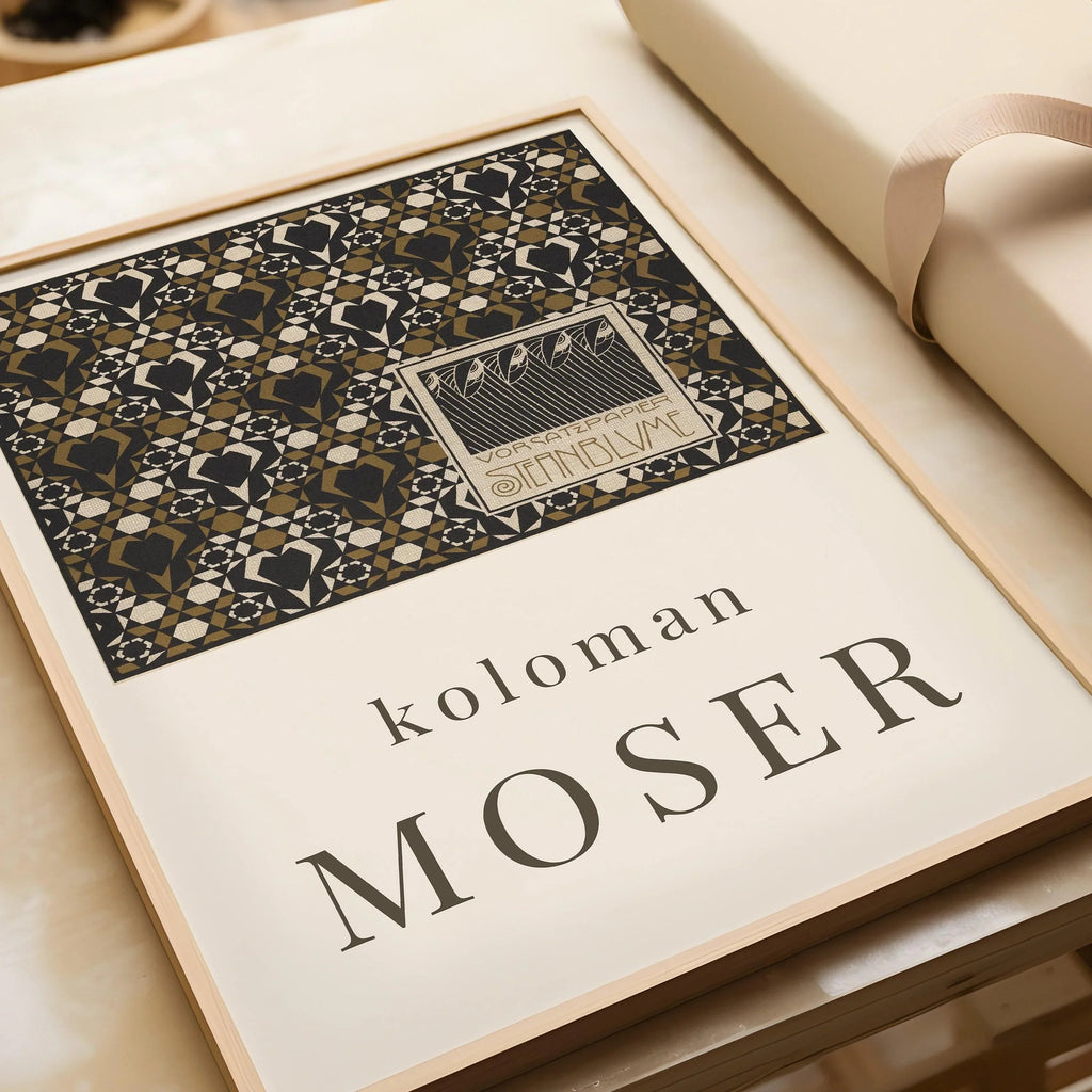 Koloman Moser - Papier de garde Starflower | Affiche d'exposition vintage célèbre (disponible encadrée à la main ou non encadrée)