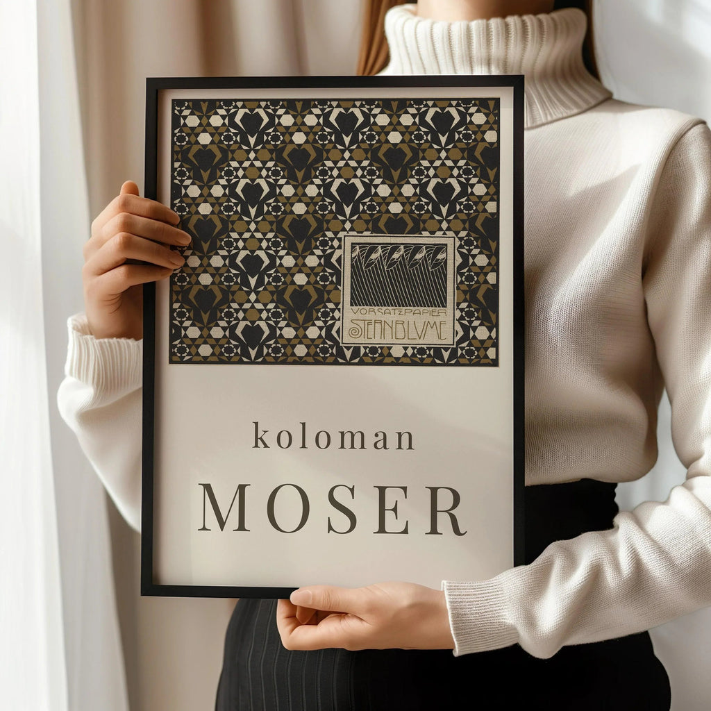 Koloman Moser - Papier de garde Starflower | Affiche d'exposition vintage célèbre (disponible encadrée à la main ou non encadrée)