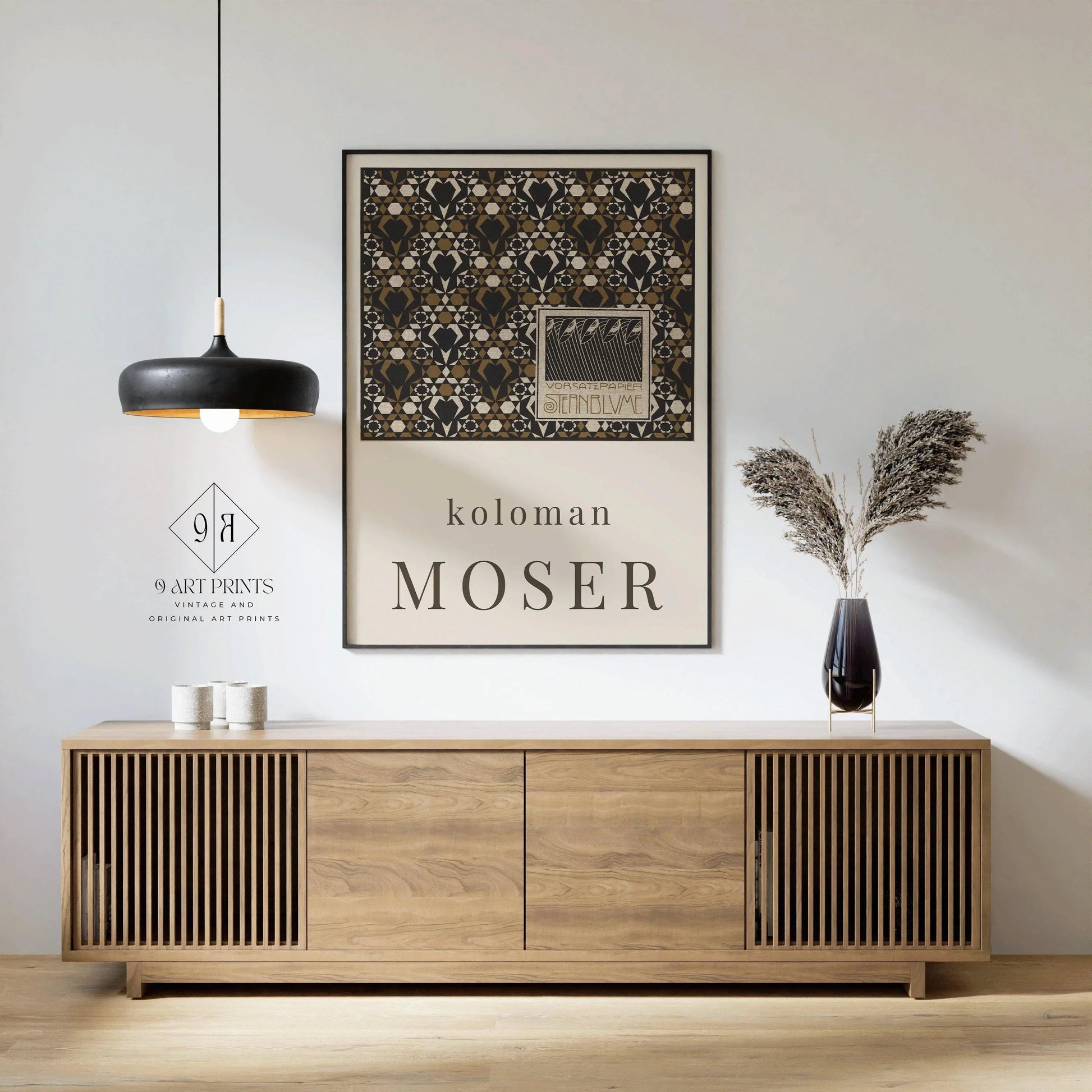 Koloman Moser - Papier de garde Starflower | Affiche d'exposition vintage célèbre (disponible encadrée à la main ou non encadrée)