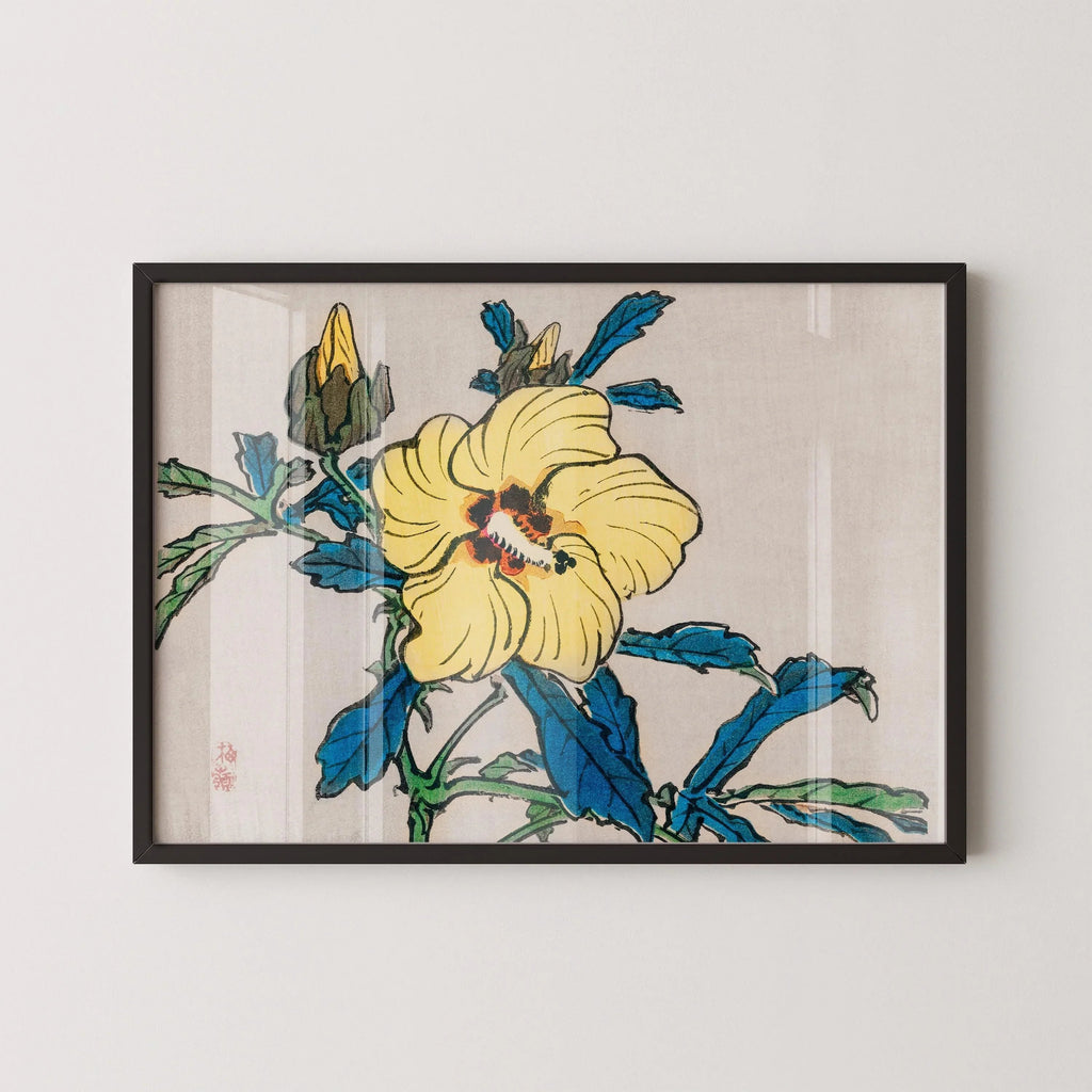 Kono Bairei Hibiscus Print : art mural floral japonais vintage